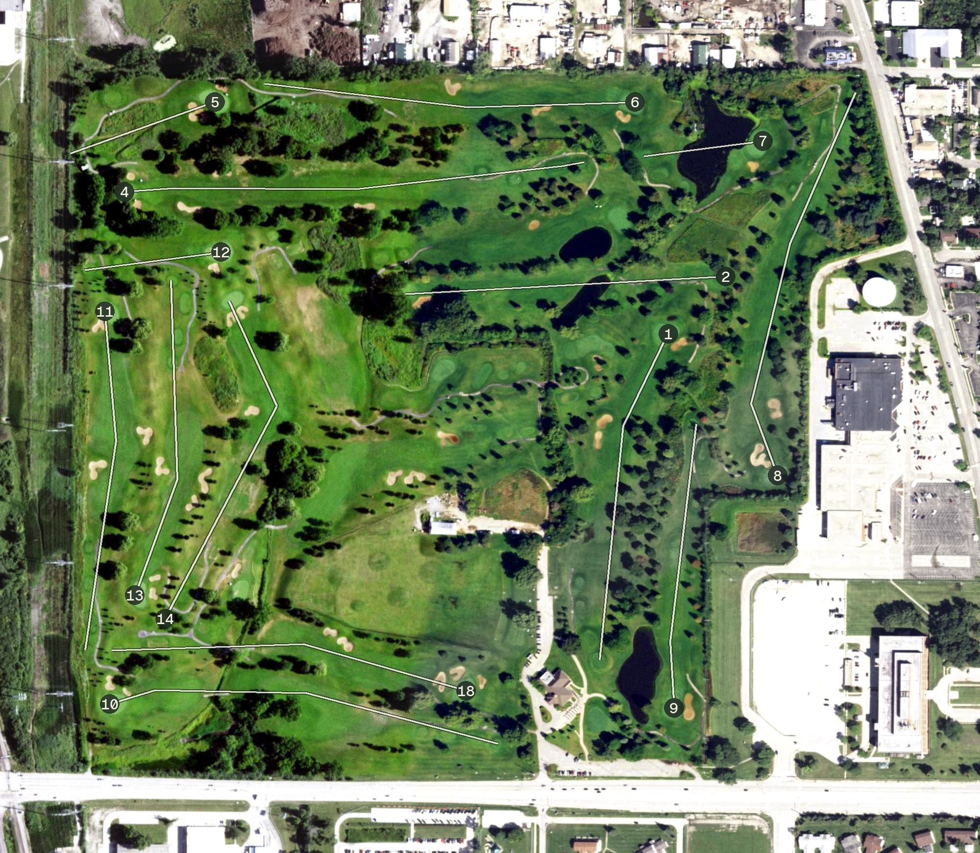 Aerial view of Veterans Memorial Golf Course, IL