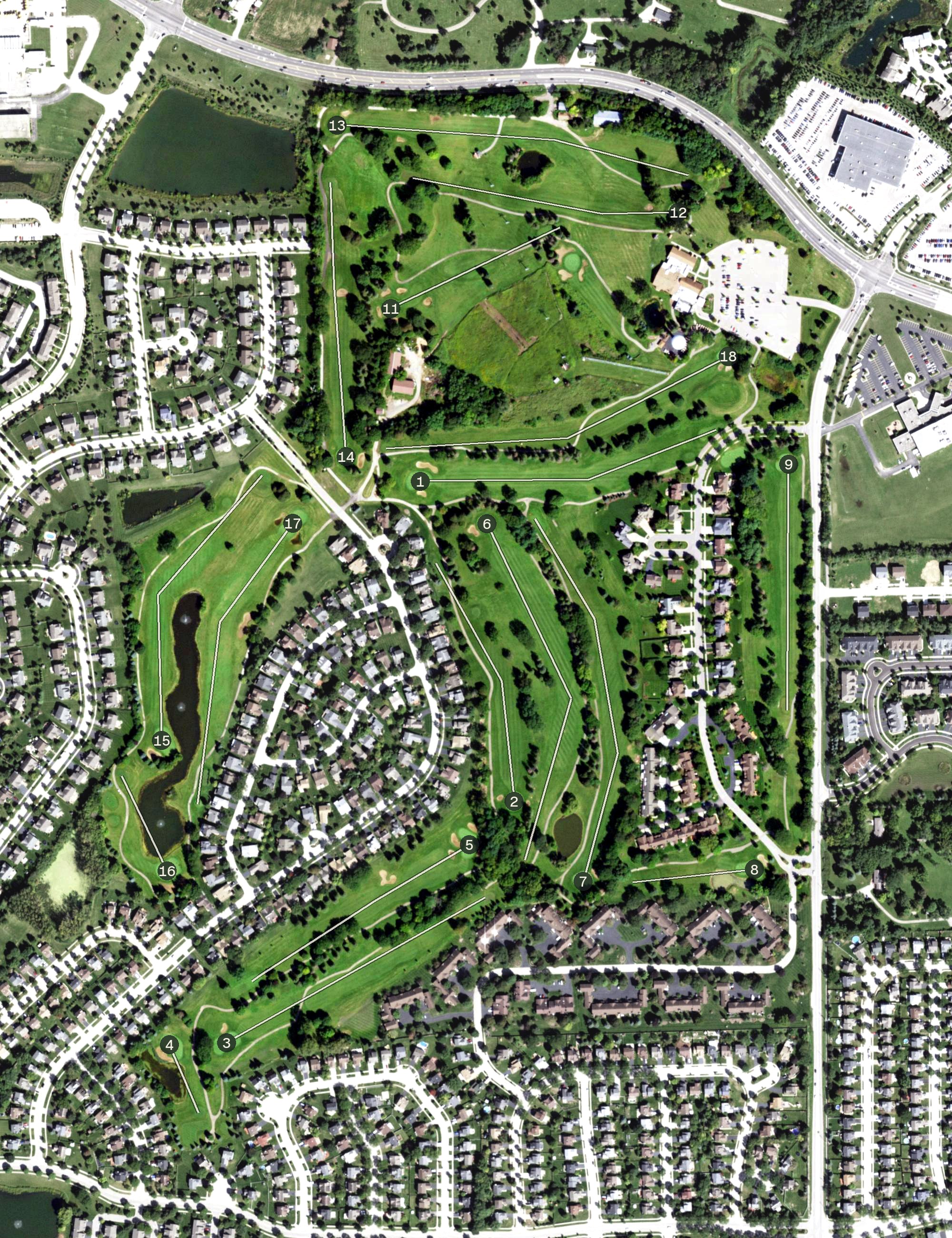 Aerial view of Villa Olivia Country Club, IL
