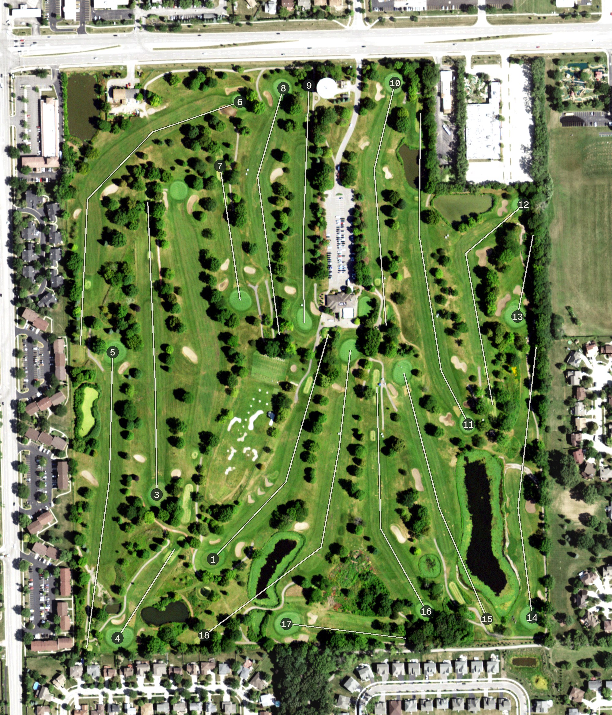 Aerial view of Village Greens of Woodridge, IL