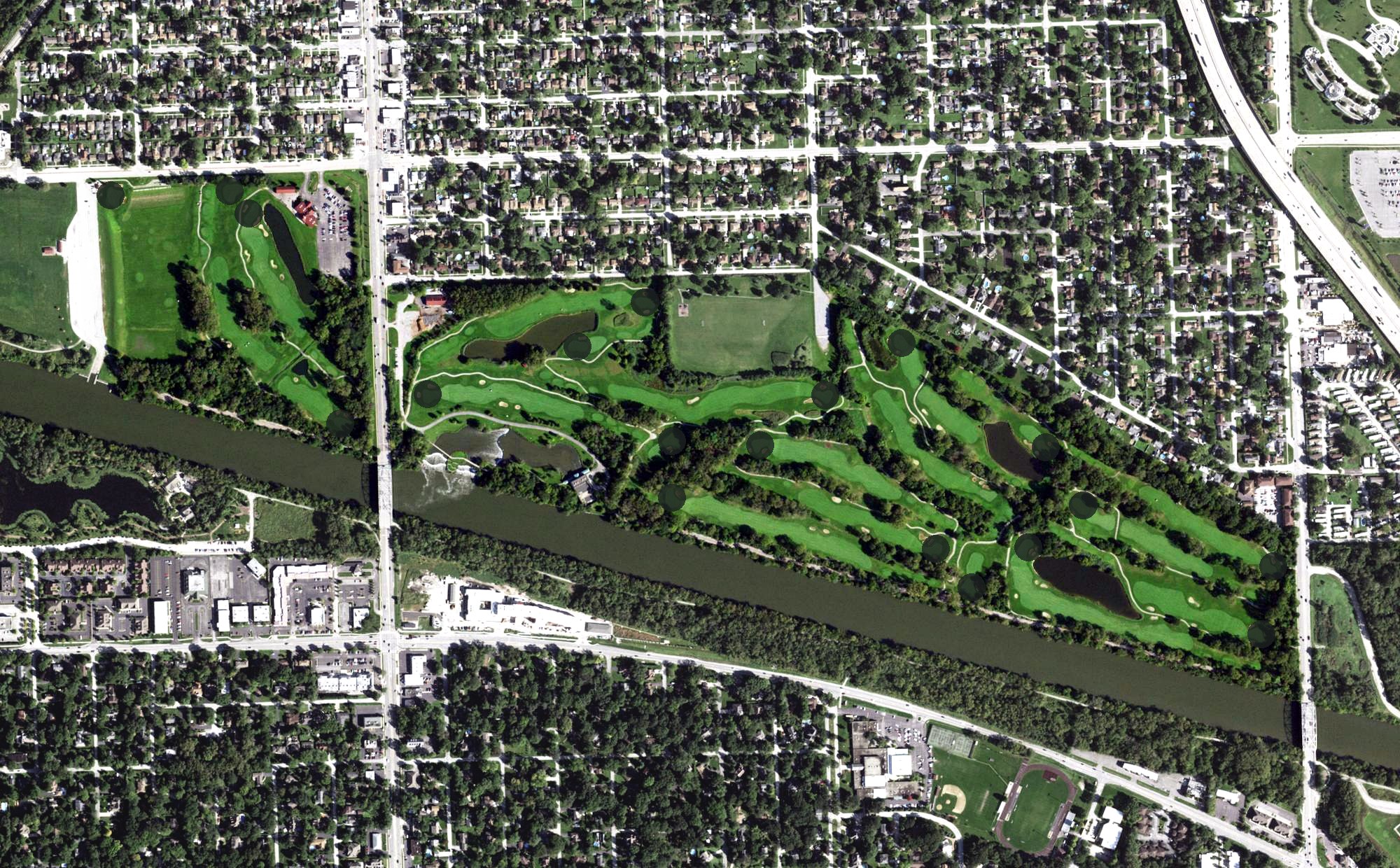 Aerial view of Water's Edge Golf Club, IL