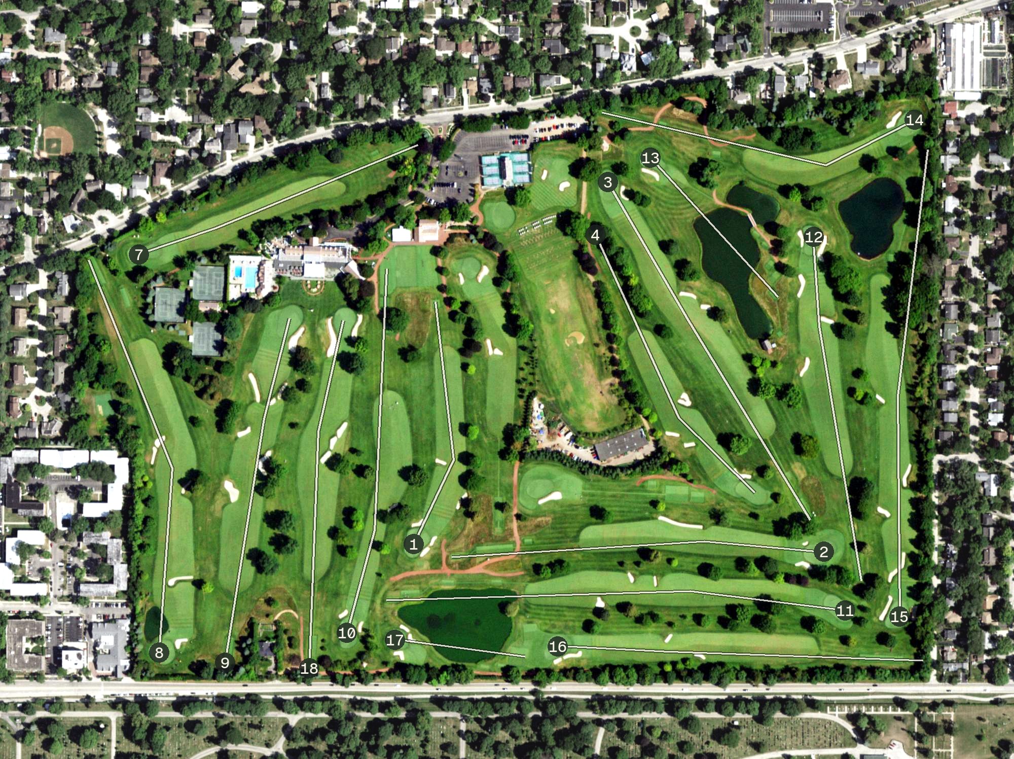 Aerial view of Westmoreland Country Club, IL