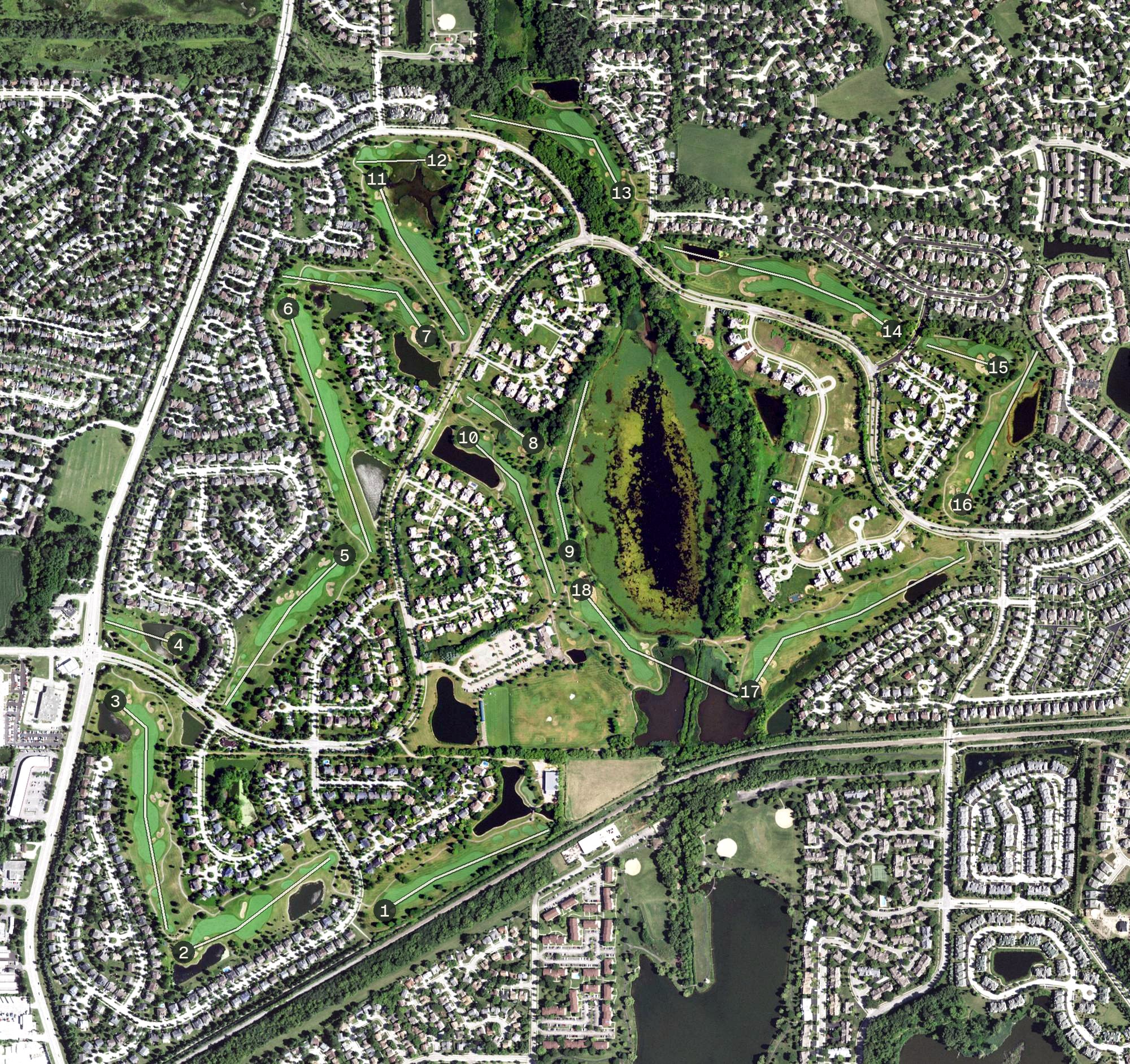 Aerial view of White Deer Run Golf Club, IL