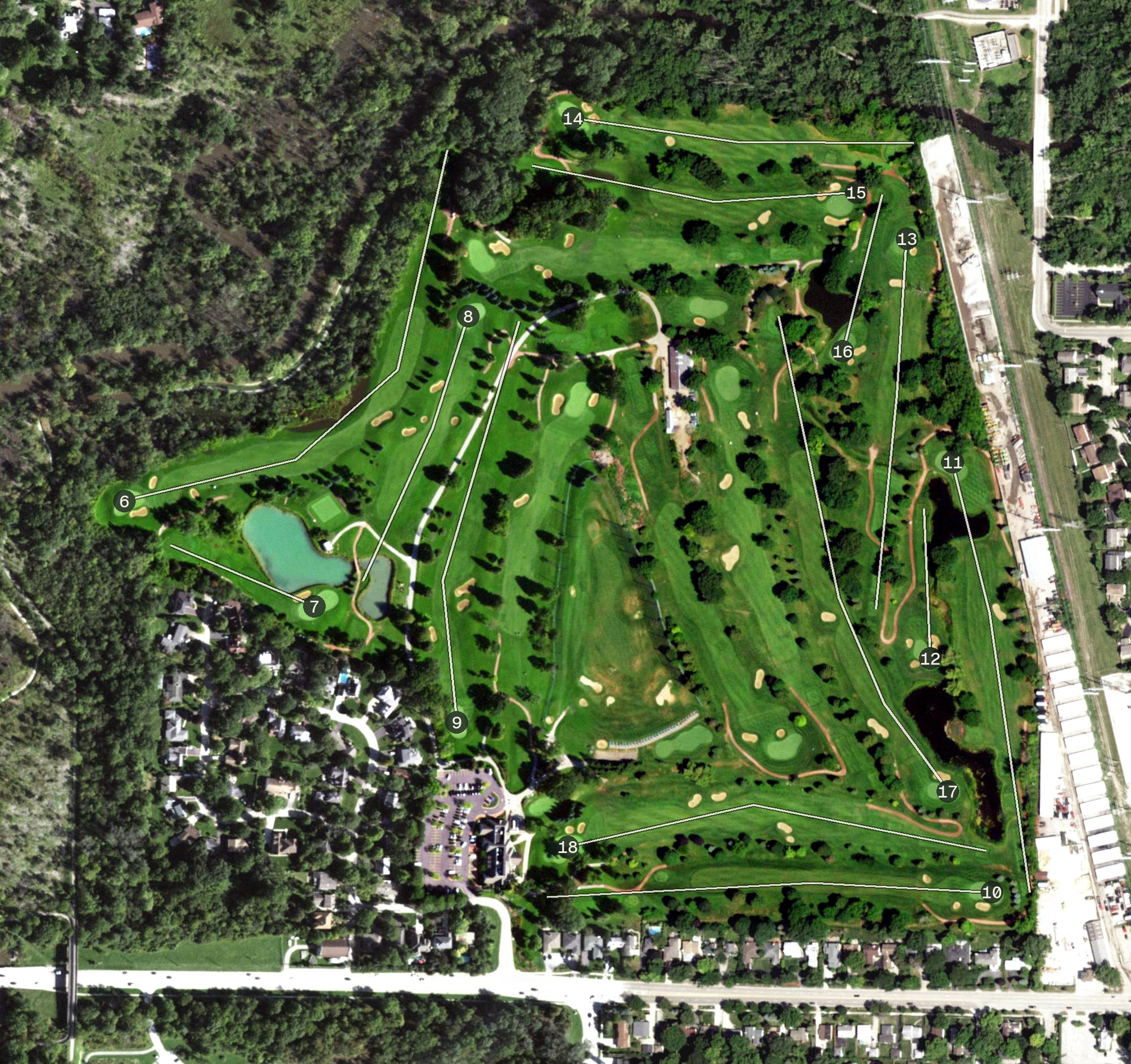 Aerial view of Wilmette Golf Club, IL
