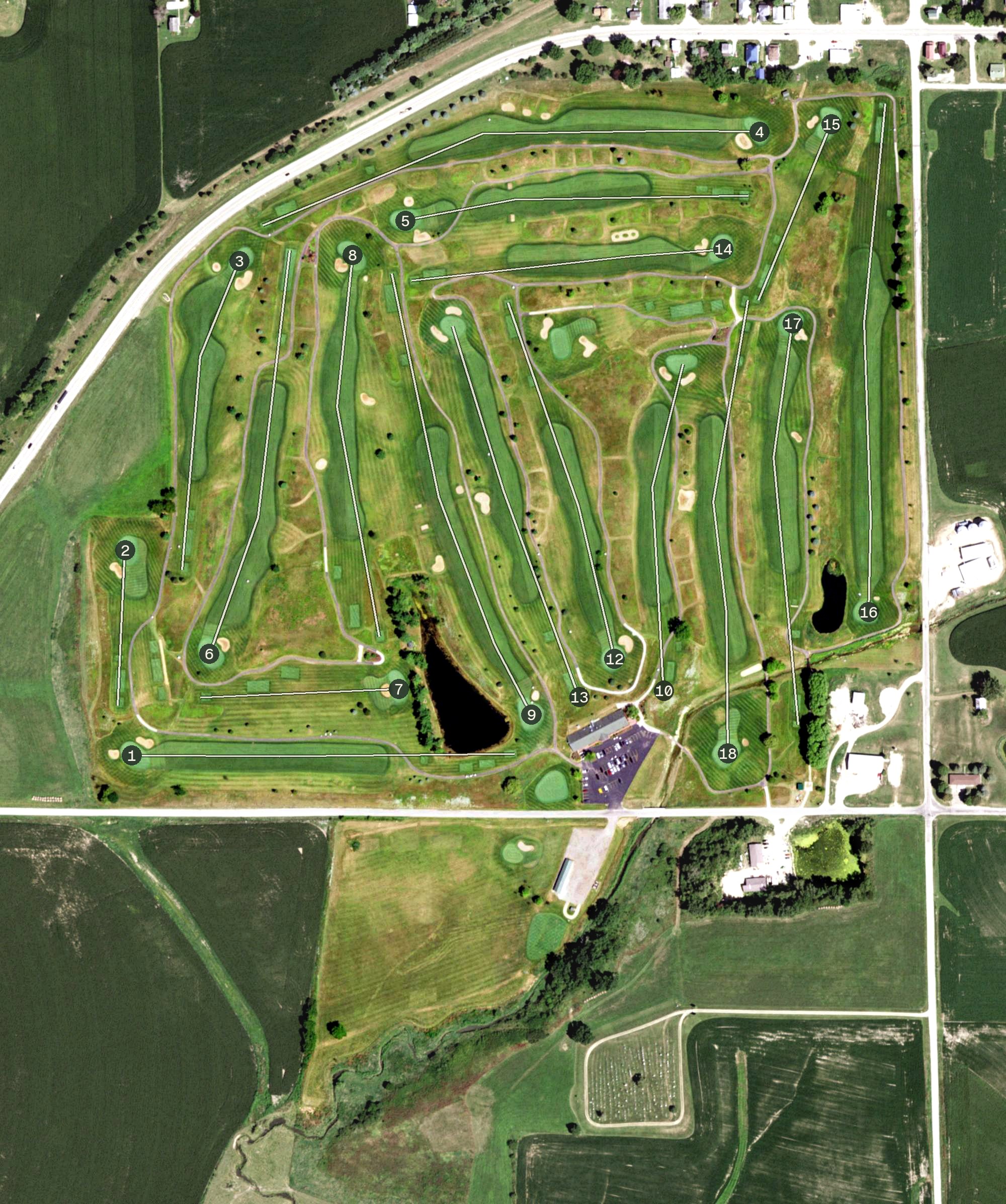 Aerial view of Woodbine Bend Golf Course, IL