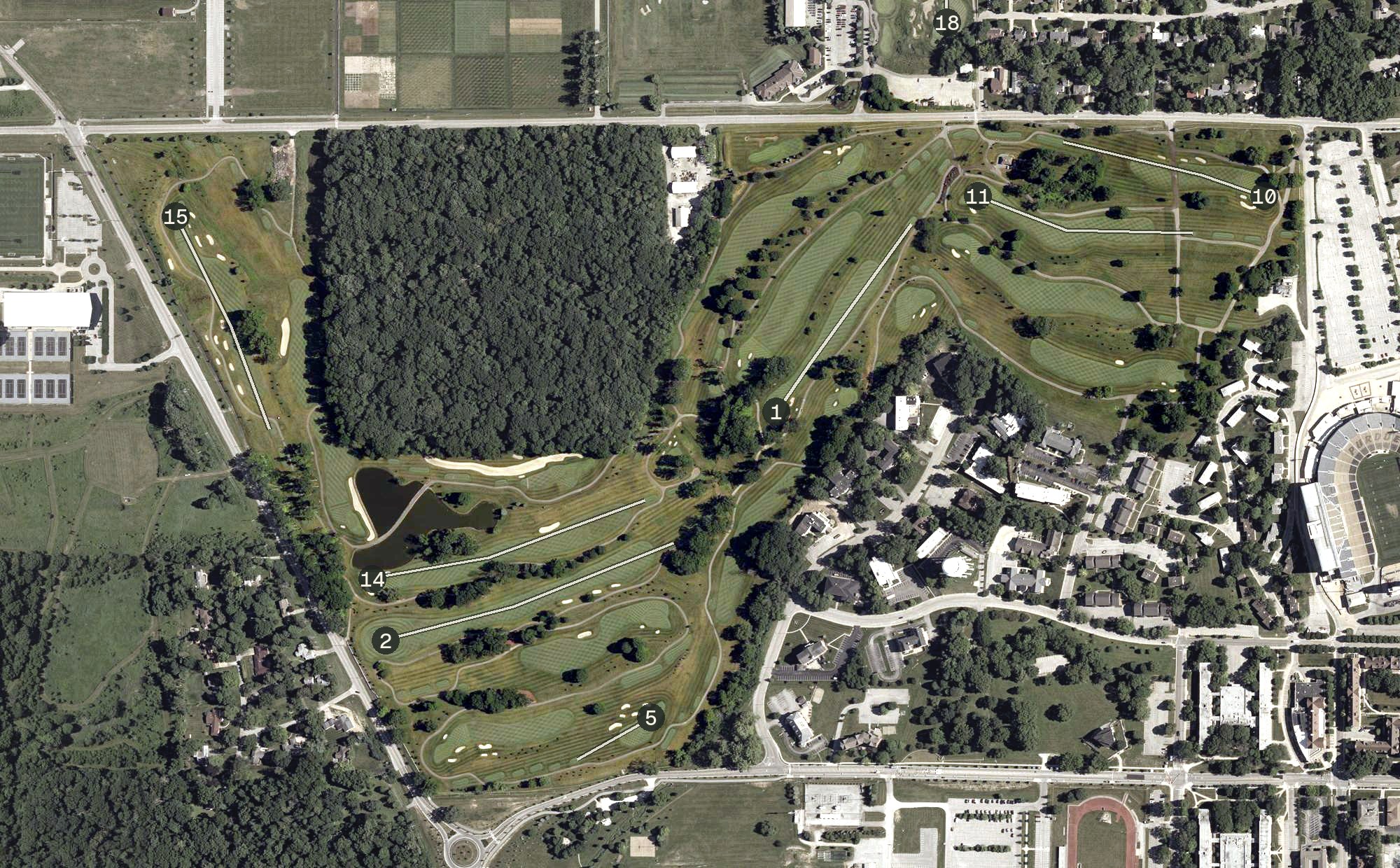 Aerial view of Ackerman-Allen Golf Course, IN