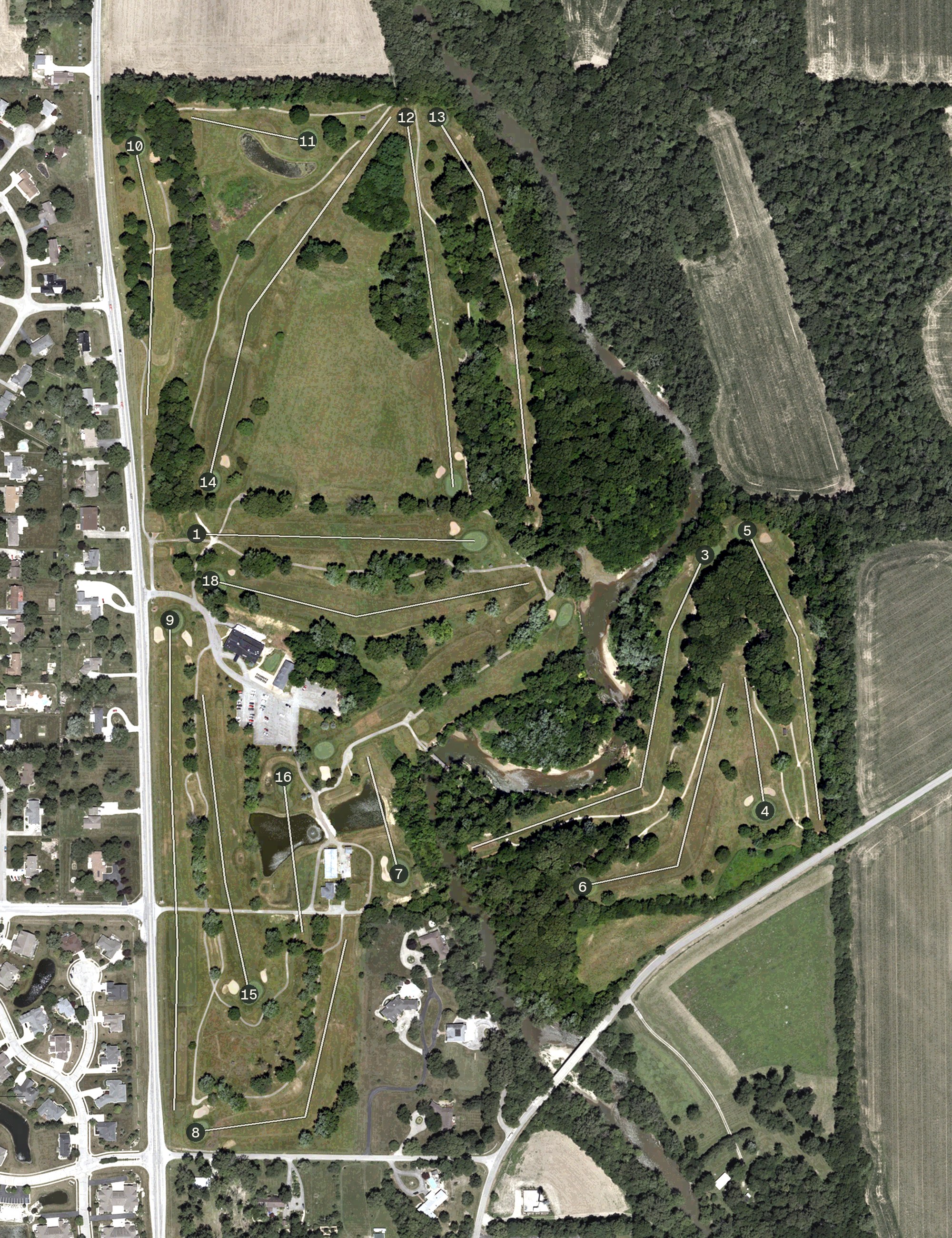Aerial view of Bear Chase Golf Club, IN