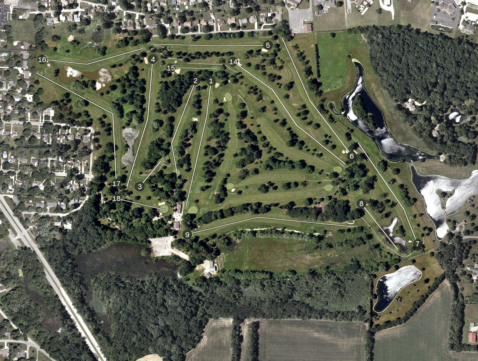 Aerial view of Beechwood Golf Course, IN