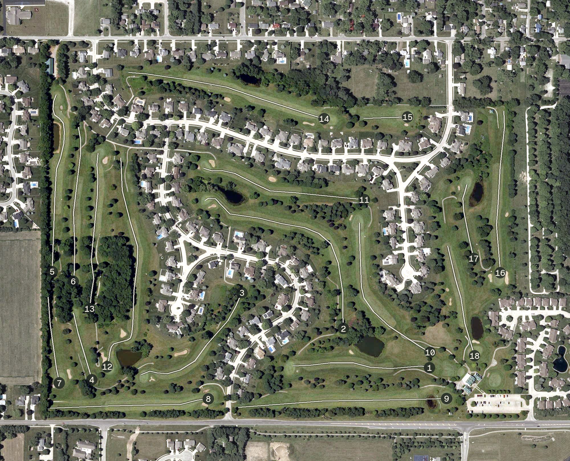 Aerial view of Black Squirrel Golf Club, IN