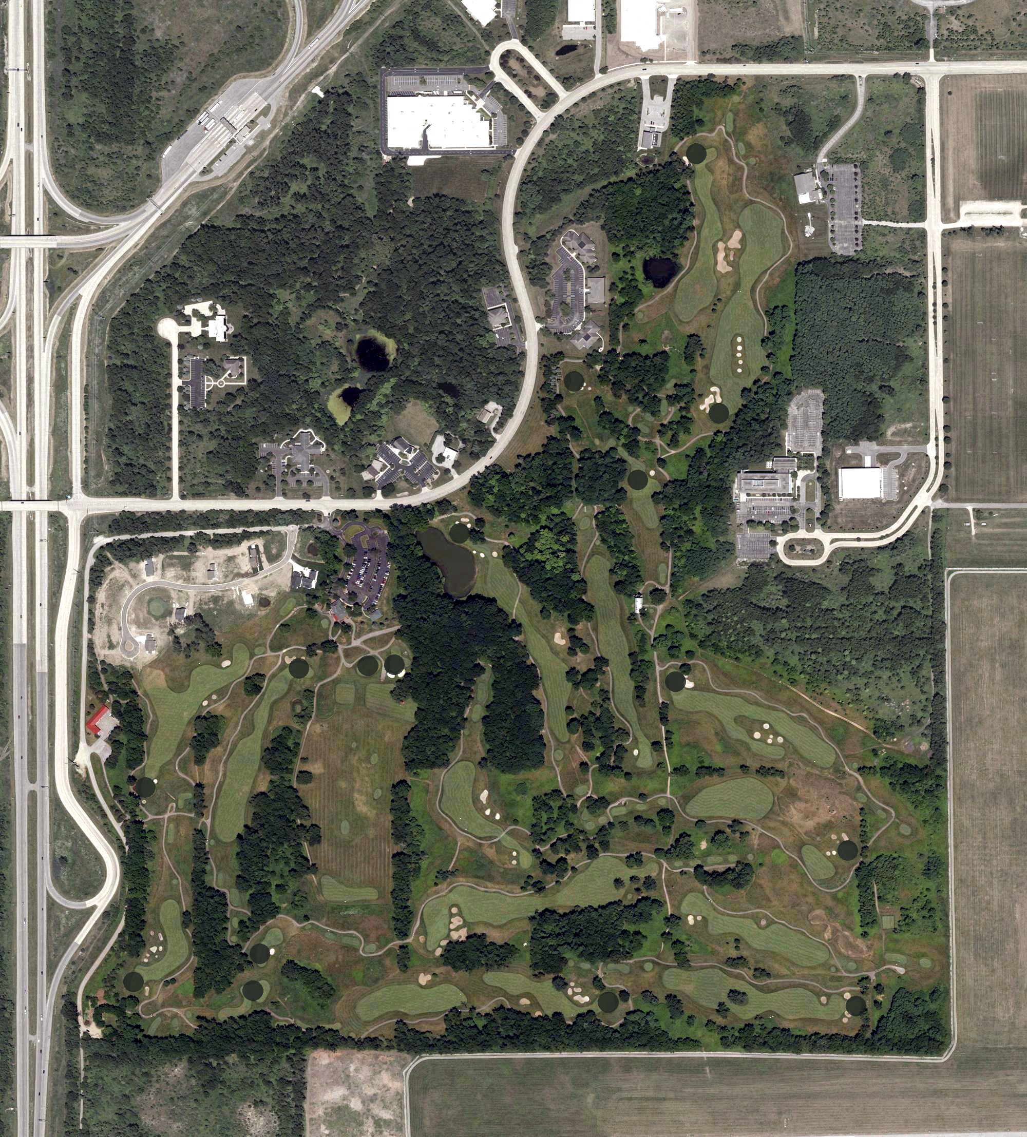 Aerial view of Blackthorn Golf Club, IN