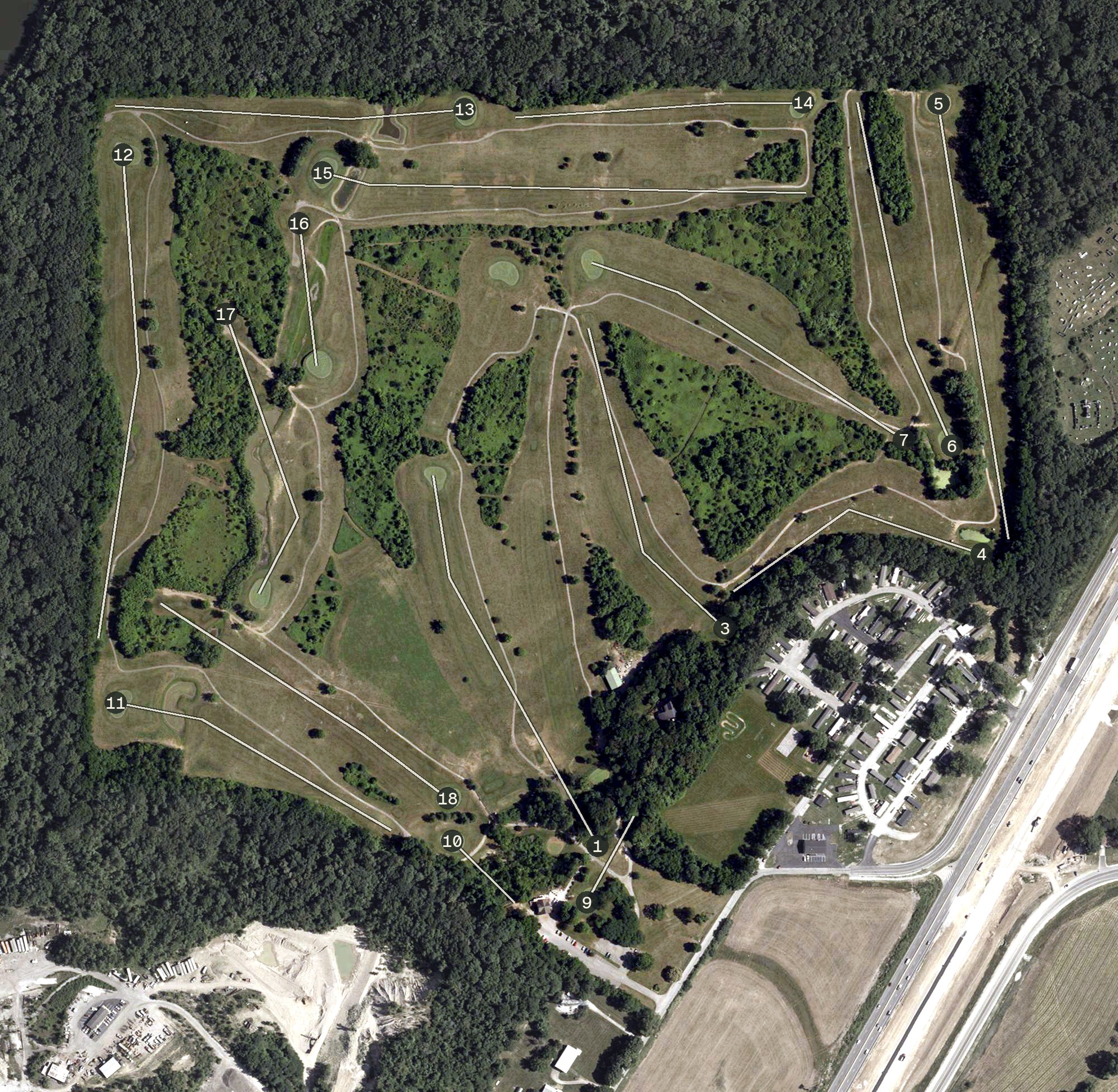 Aerial view of Bluff Creek Golf Course, IN
