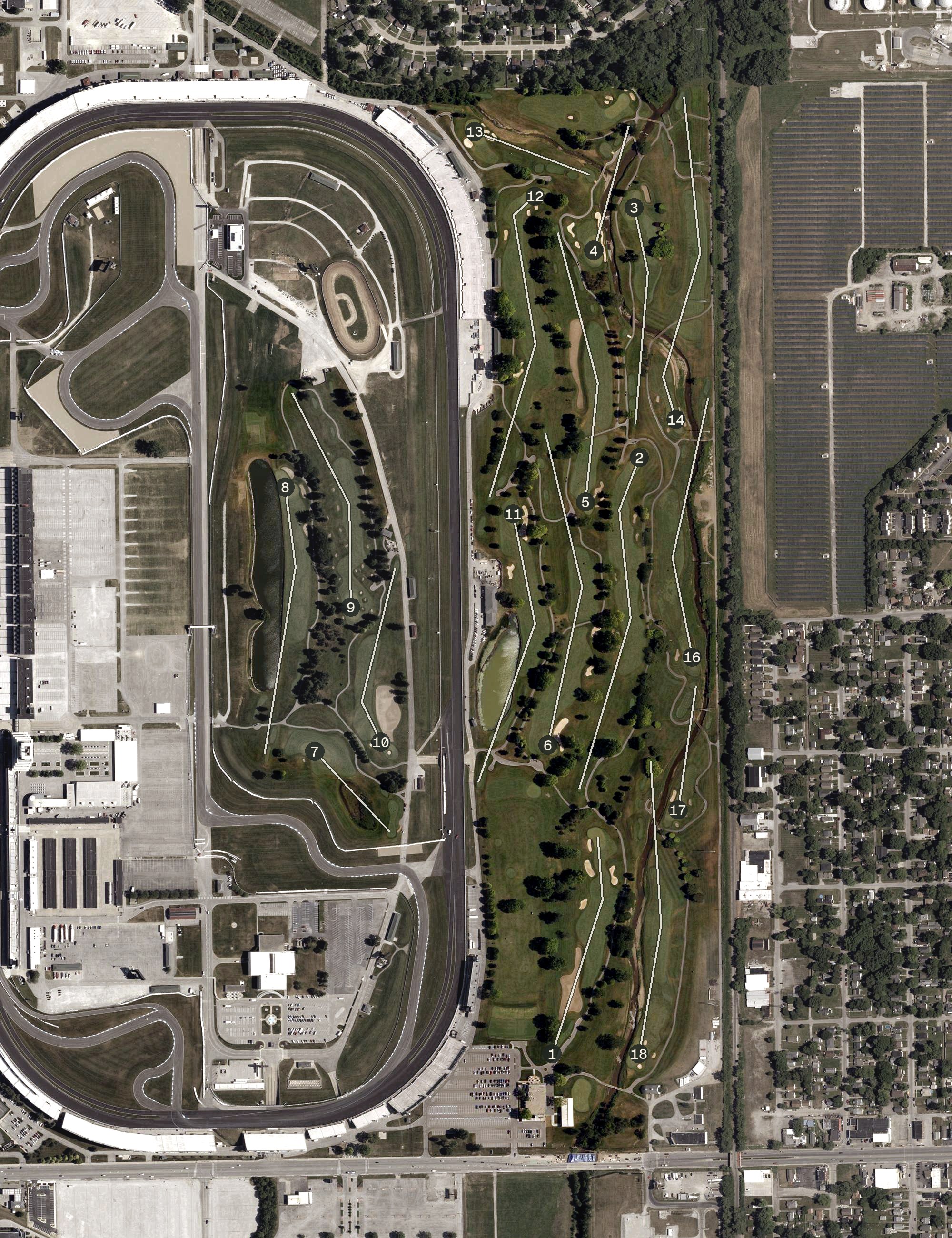 Aerial view of Brickyard Crossing Golf Course, IN