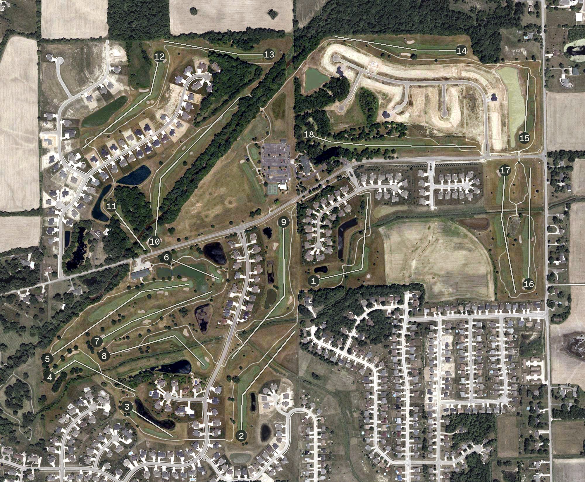 Aerial view of Bridgewater Golf Club, IN