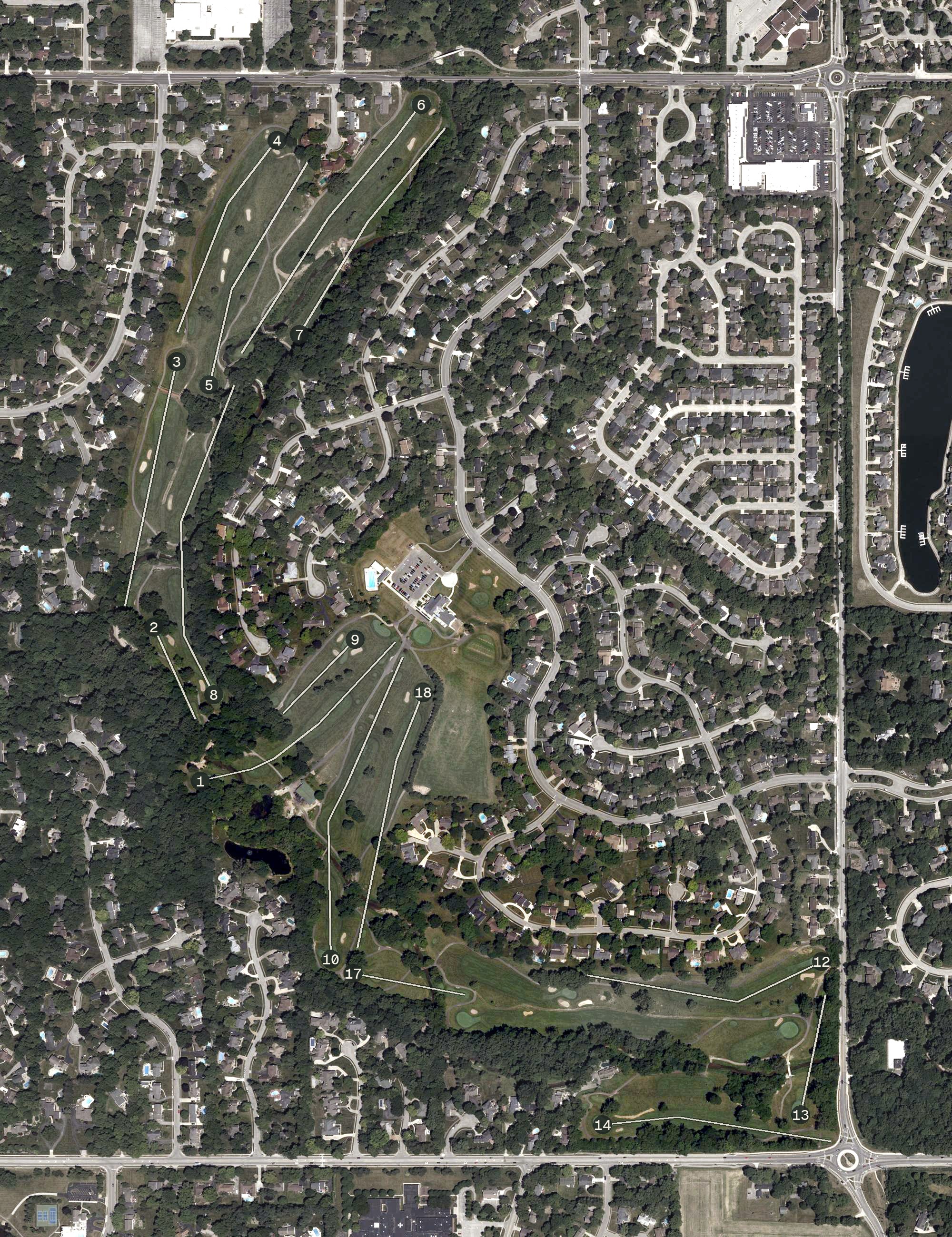 Aerial view of Brookshire Golf Club, IN