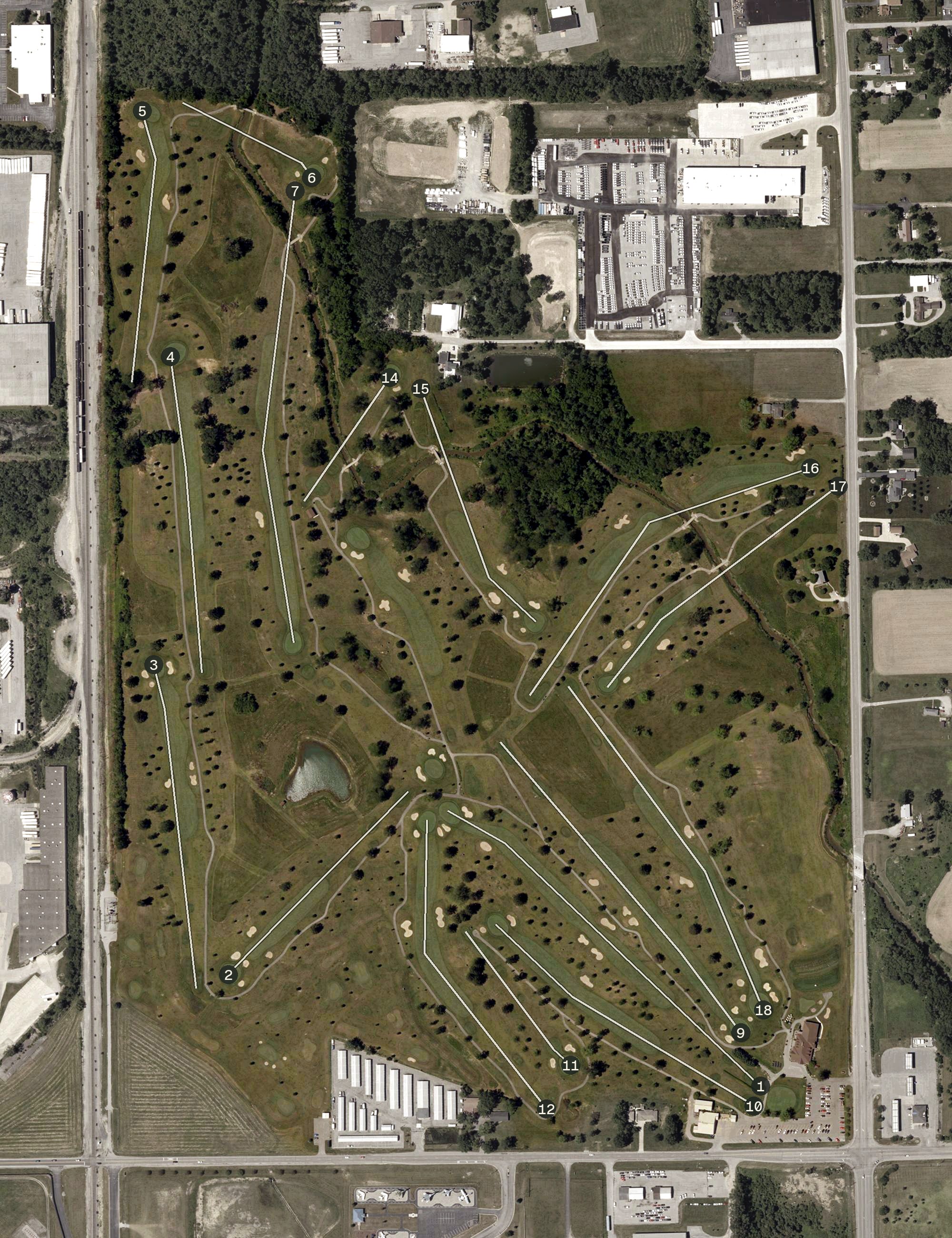 Aerial view of Brookwood Golf Club, IN