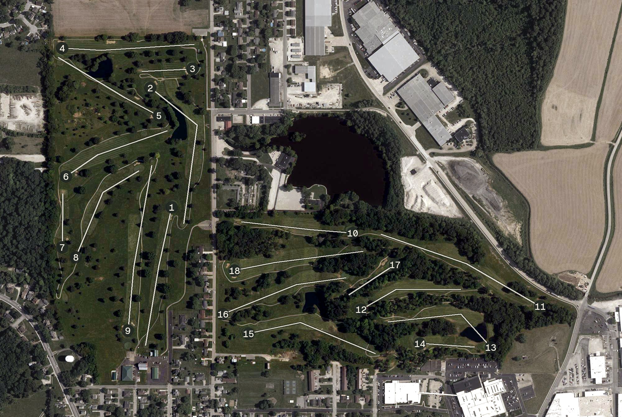 Aerial view of Buffalo Trace Golf Course, IN