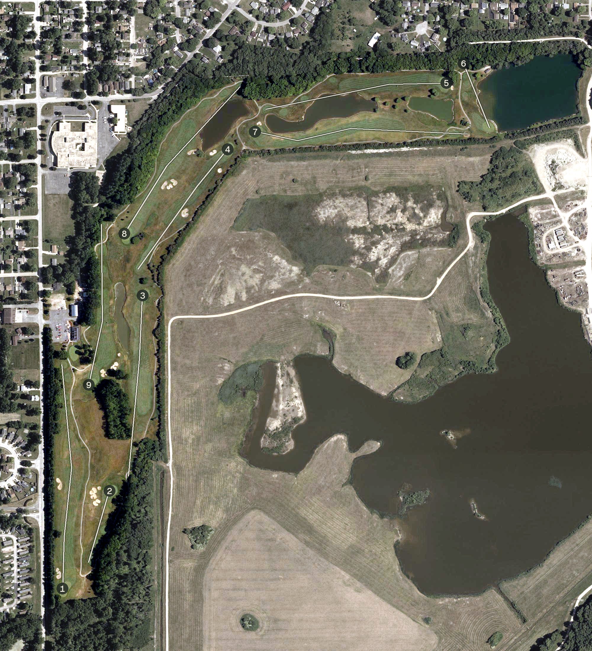 Aerial view of Buffer Park Golf Course, IN
