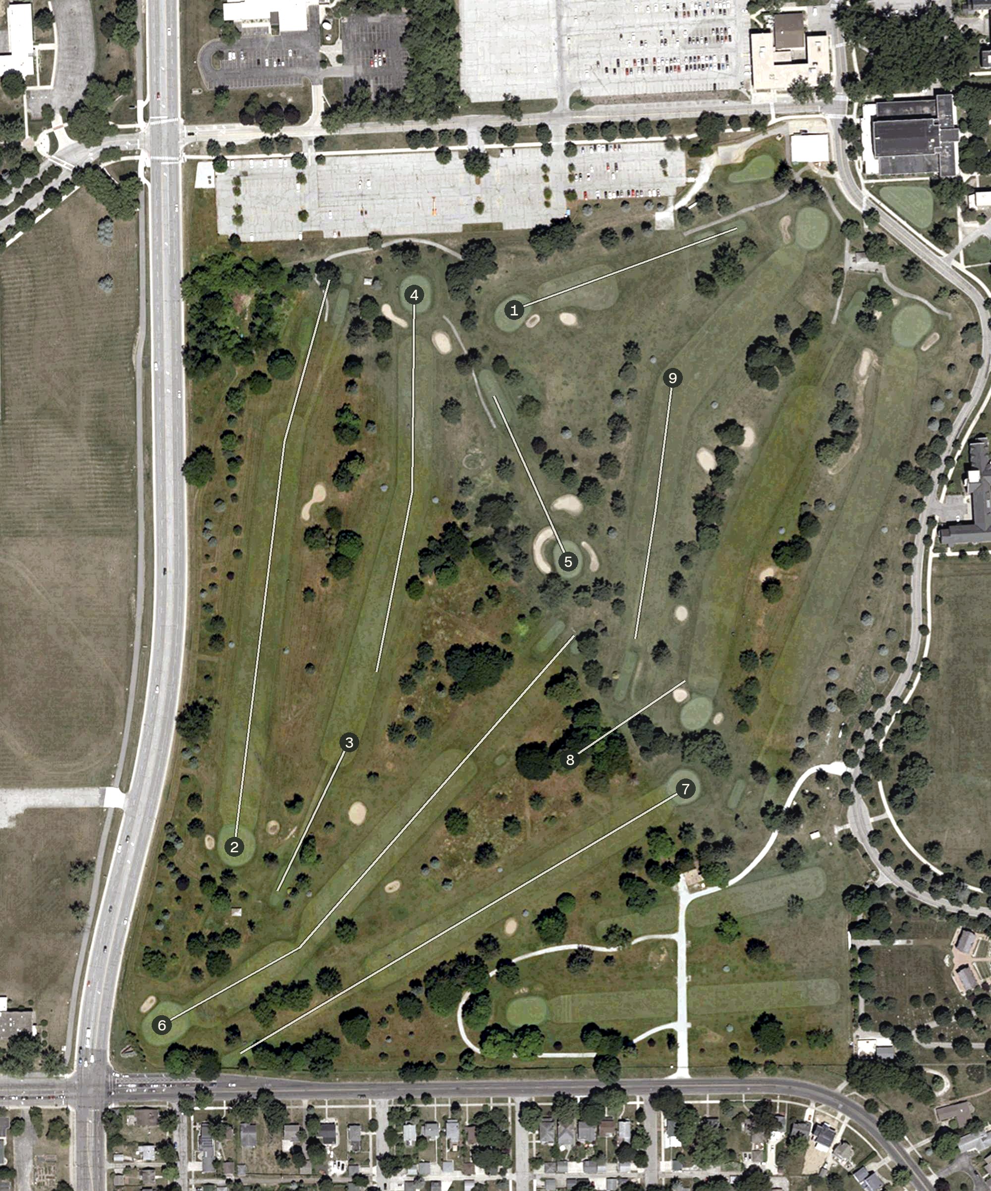 Aerial view of Burke Golf Course, IN
