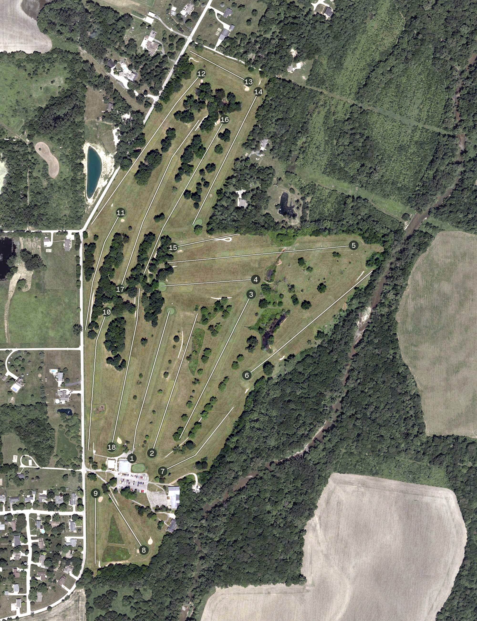 Aerial view of Cardinal Hills Golf Course, IN