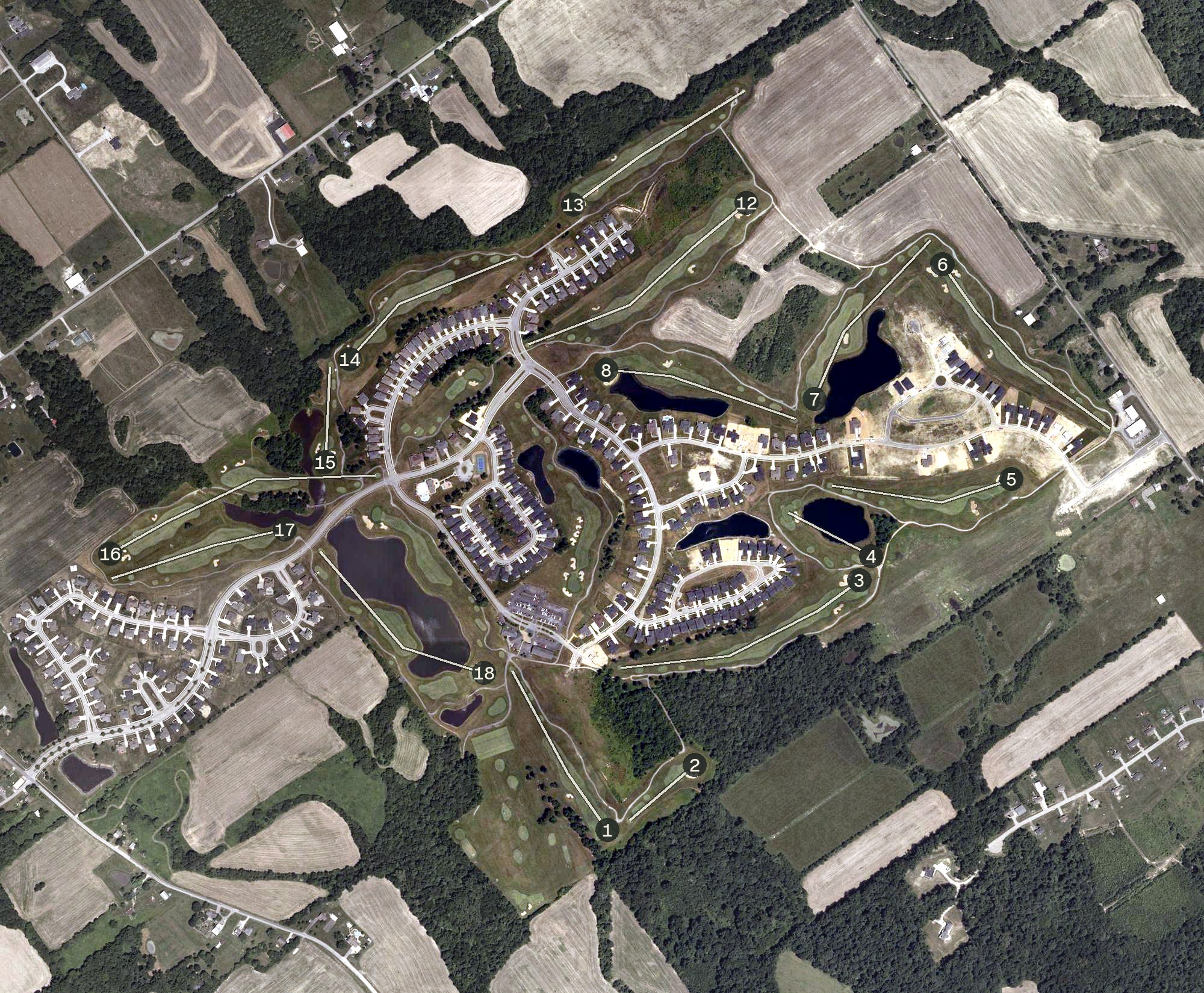Aerial view of Champions Pointe Golf Club, IN