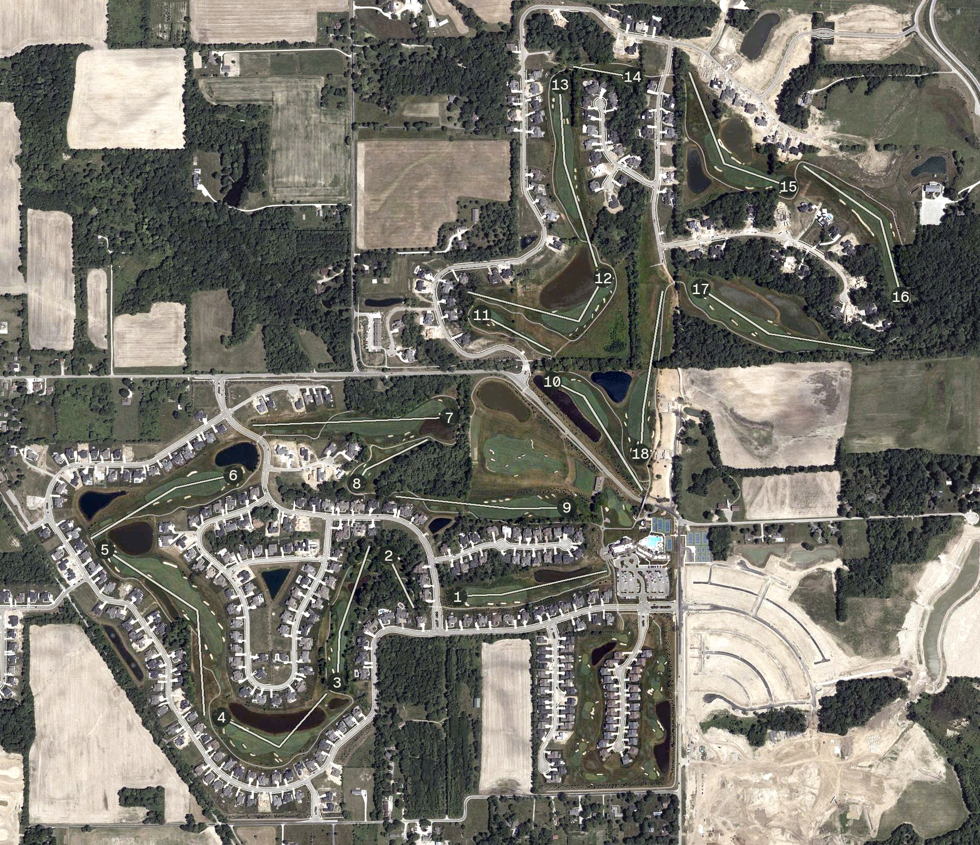 Aerial view of Chatham Hills Golf Course, IN