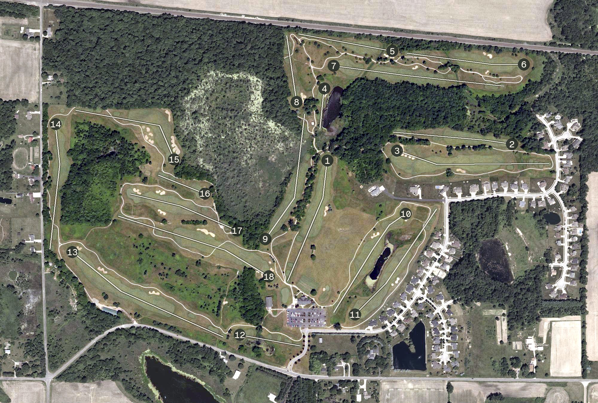 Aerial view of Cobblestone Golf Course, IN