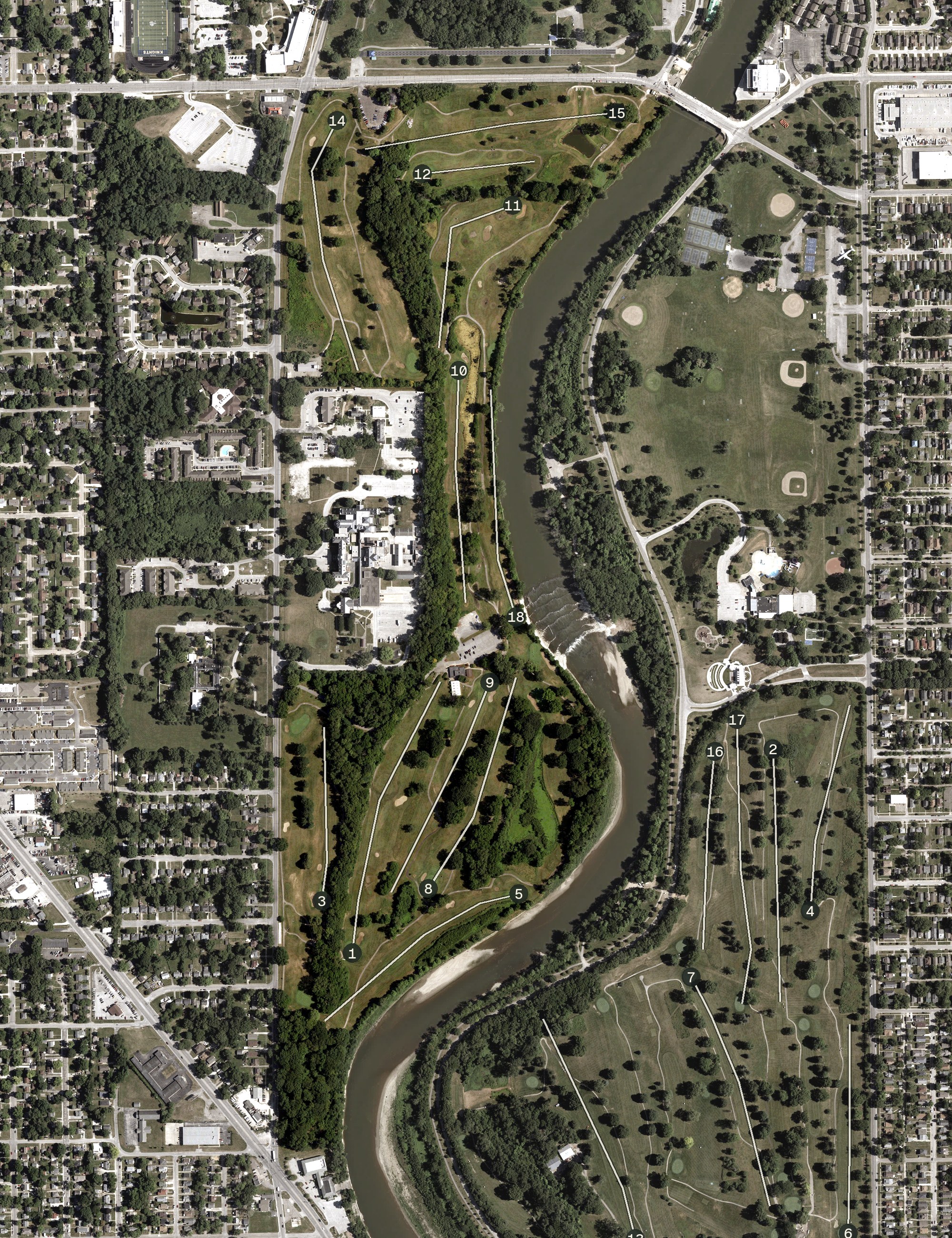Aerial view of Coffin Golf Course, IN