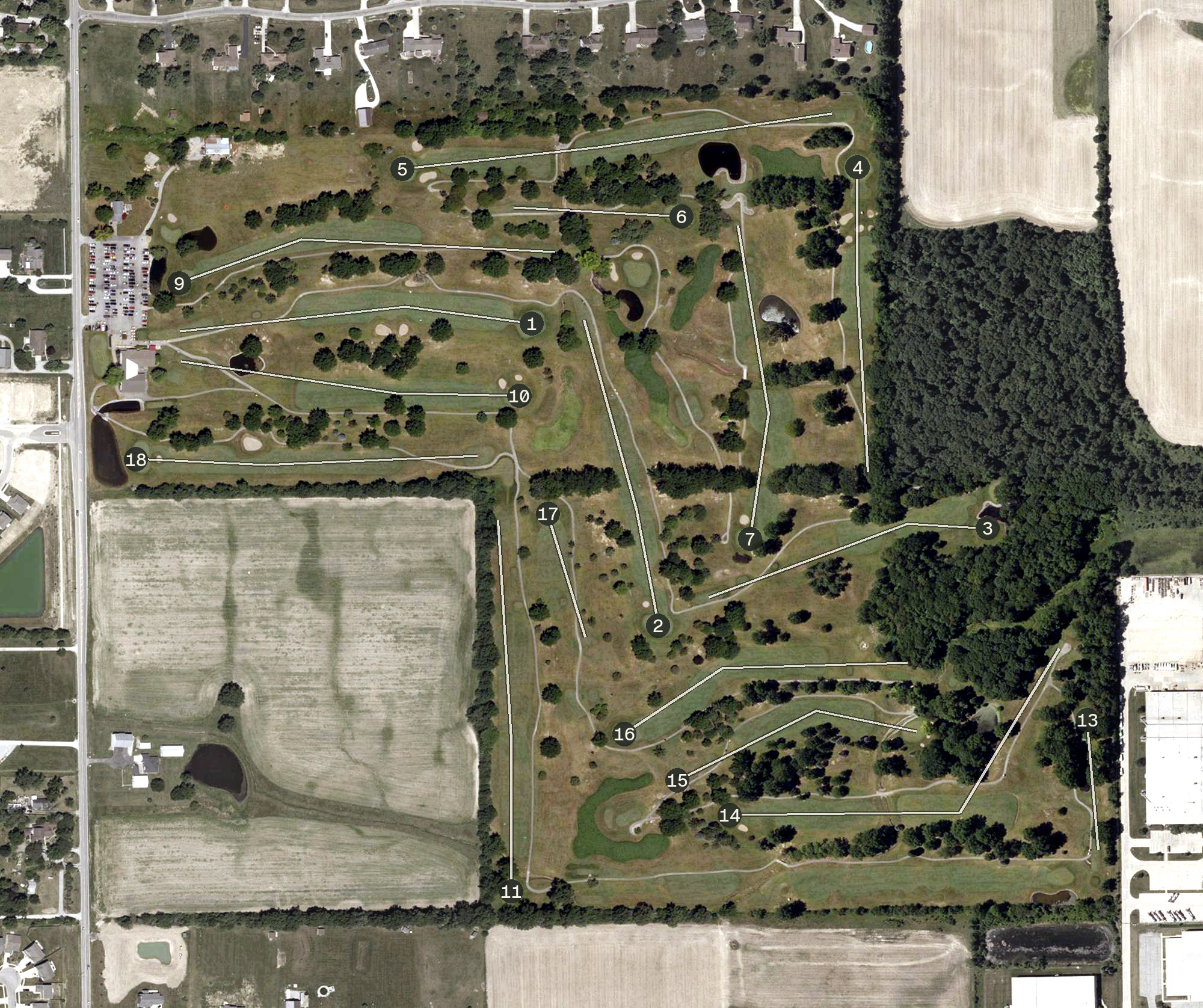 Aerial view of Colonial Oaks Golf Club, IN
