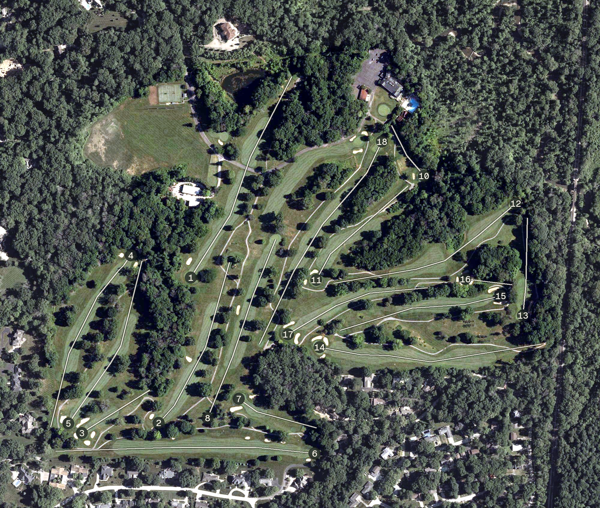 Aerial view of Country Club of Terre Haute, IN