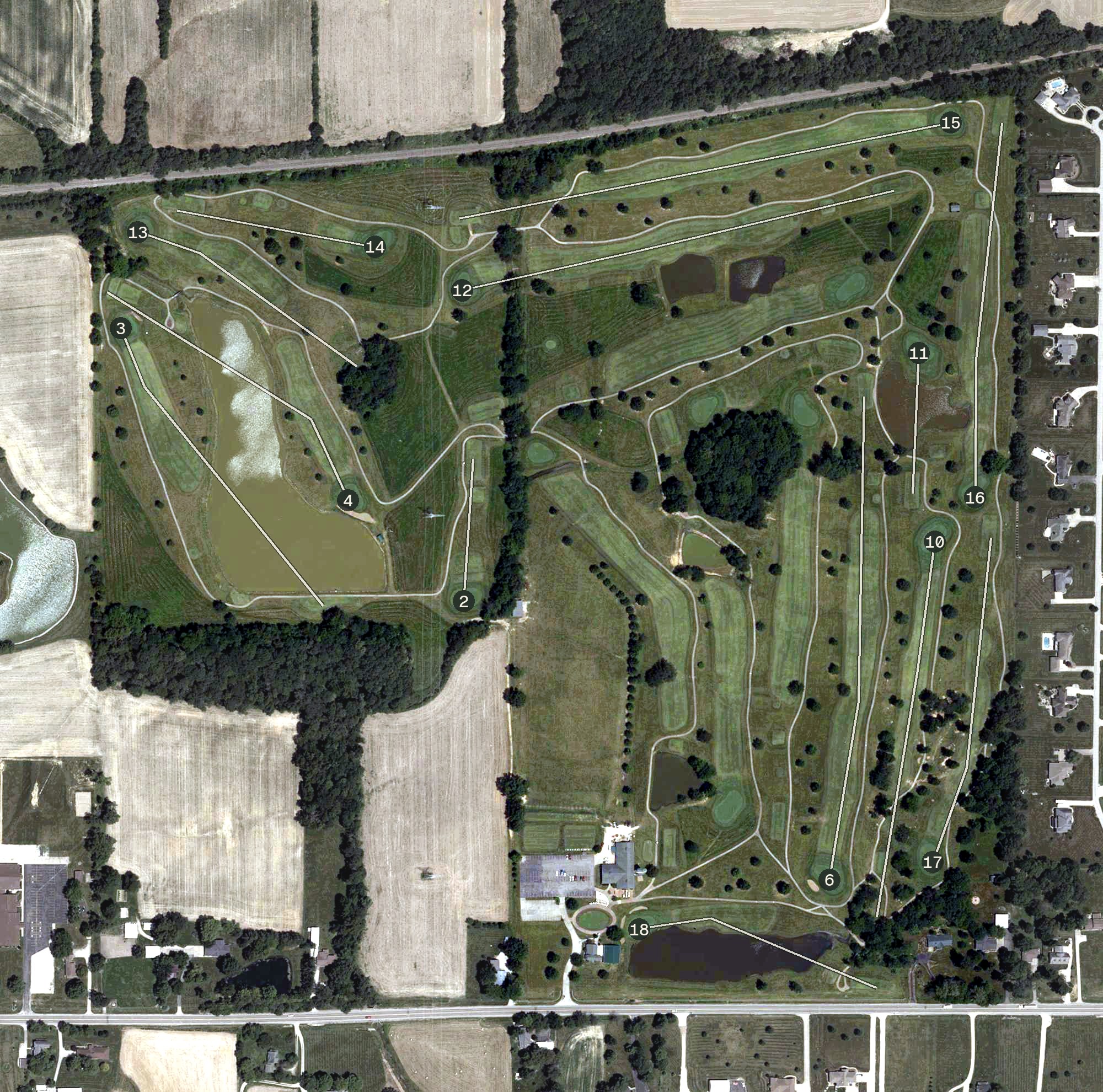 Aerial view of Country Oaks Golf Course, IN