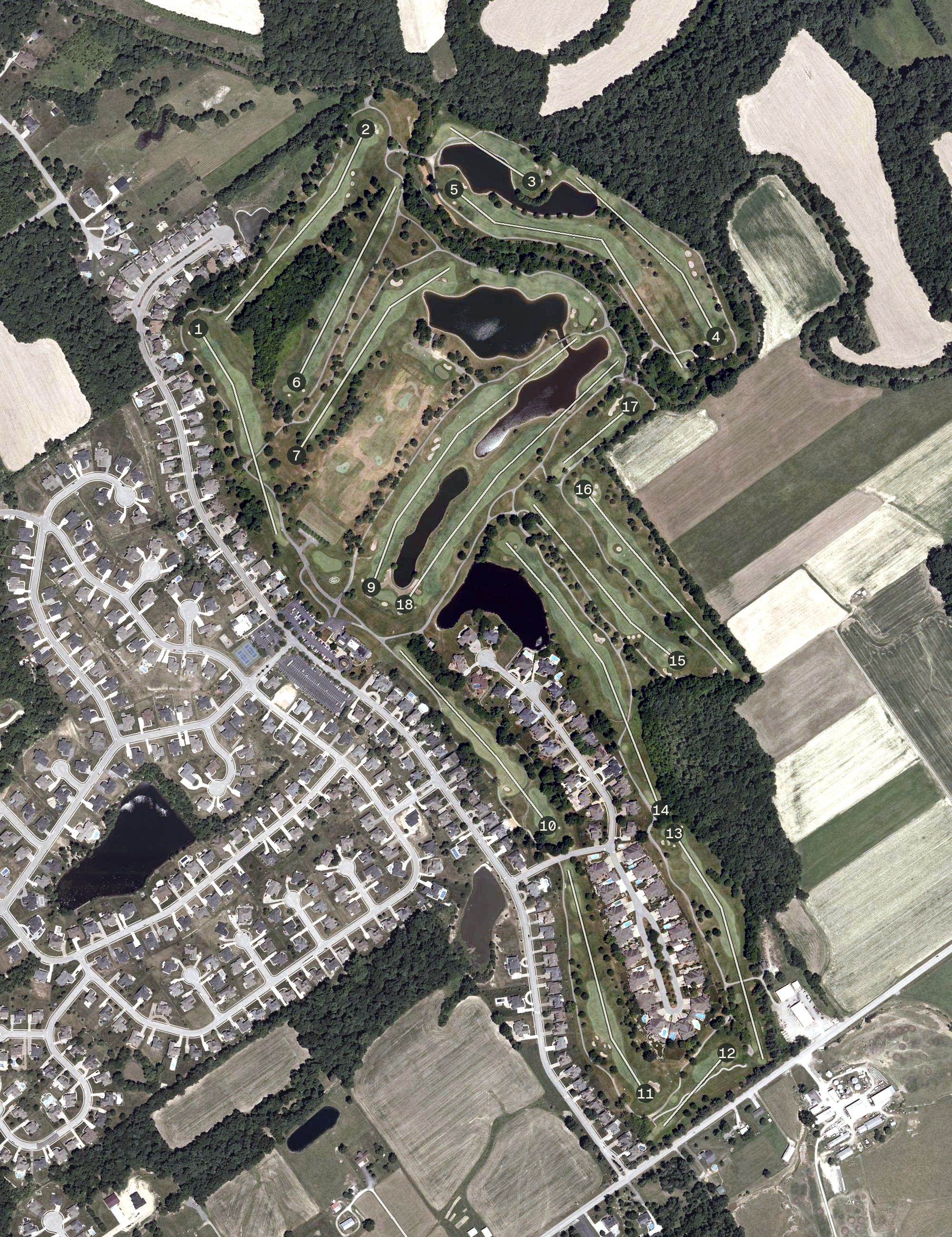 Aerial view of Covered Bridge Golf Club, IN