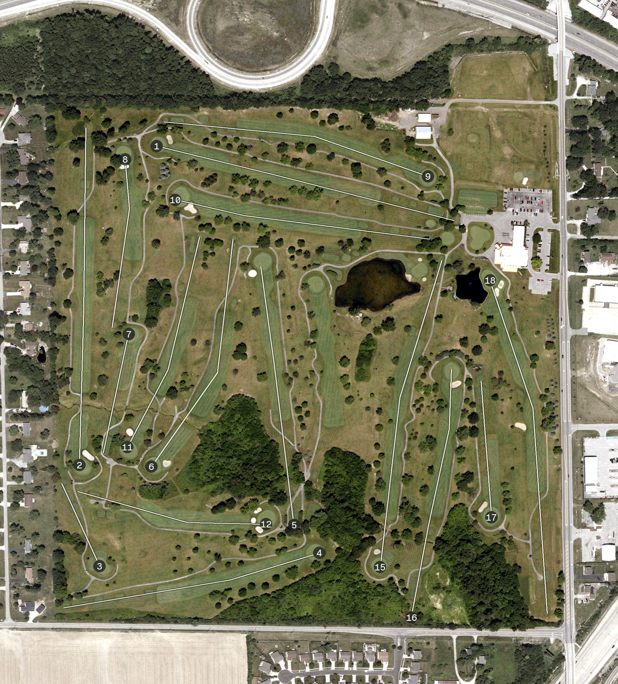 Aerial view of Coyote Creek Golf Club, IN