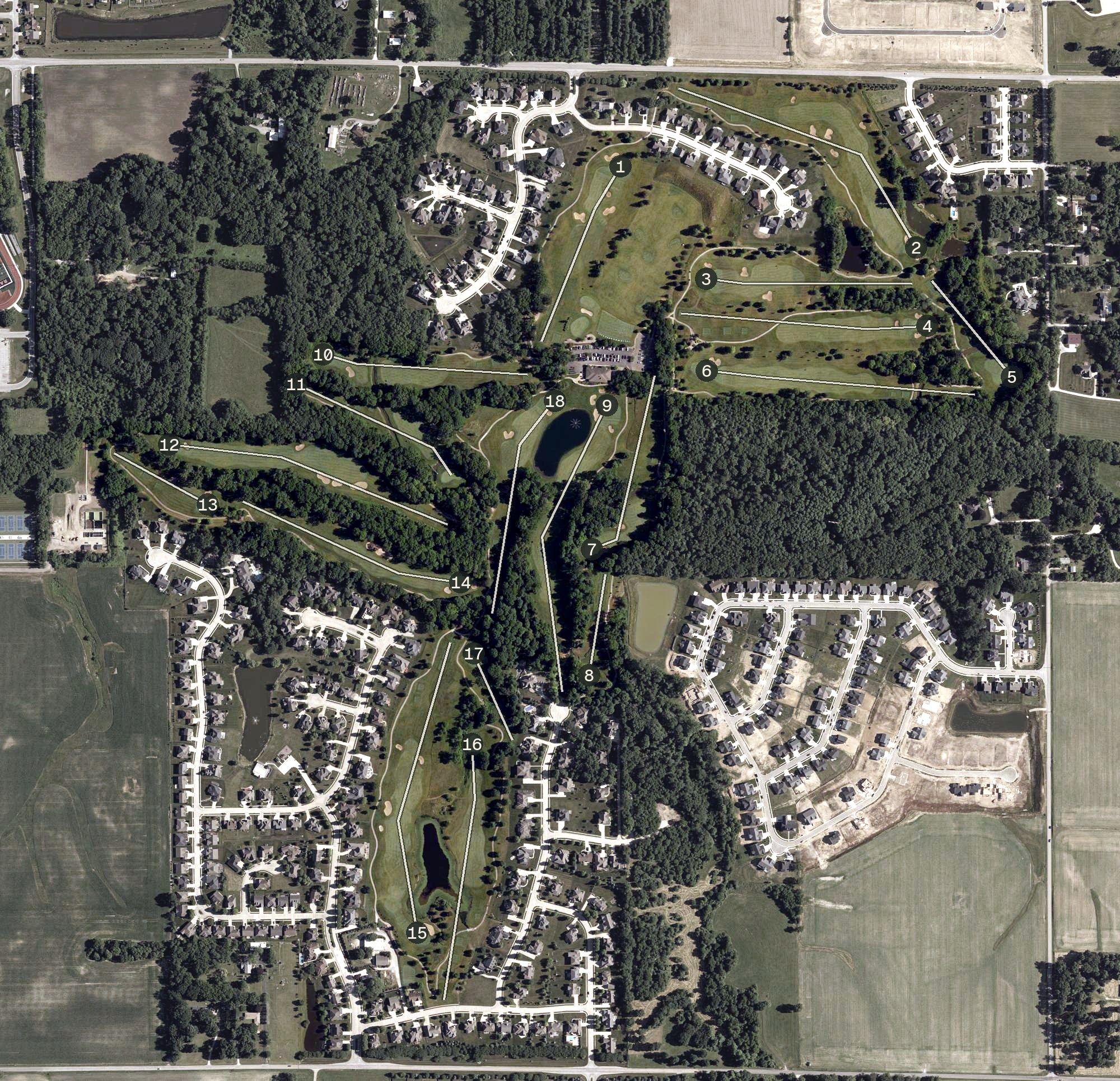 Aerial view of Coyote Crossing Golf Club, IN