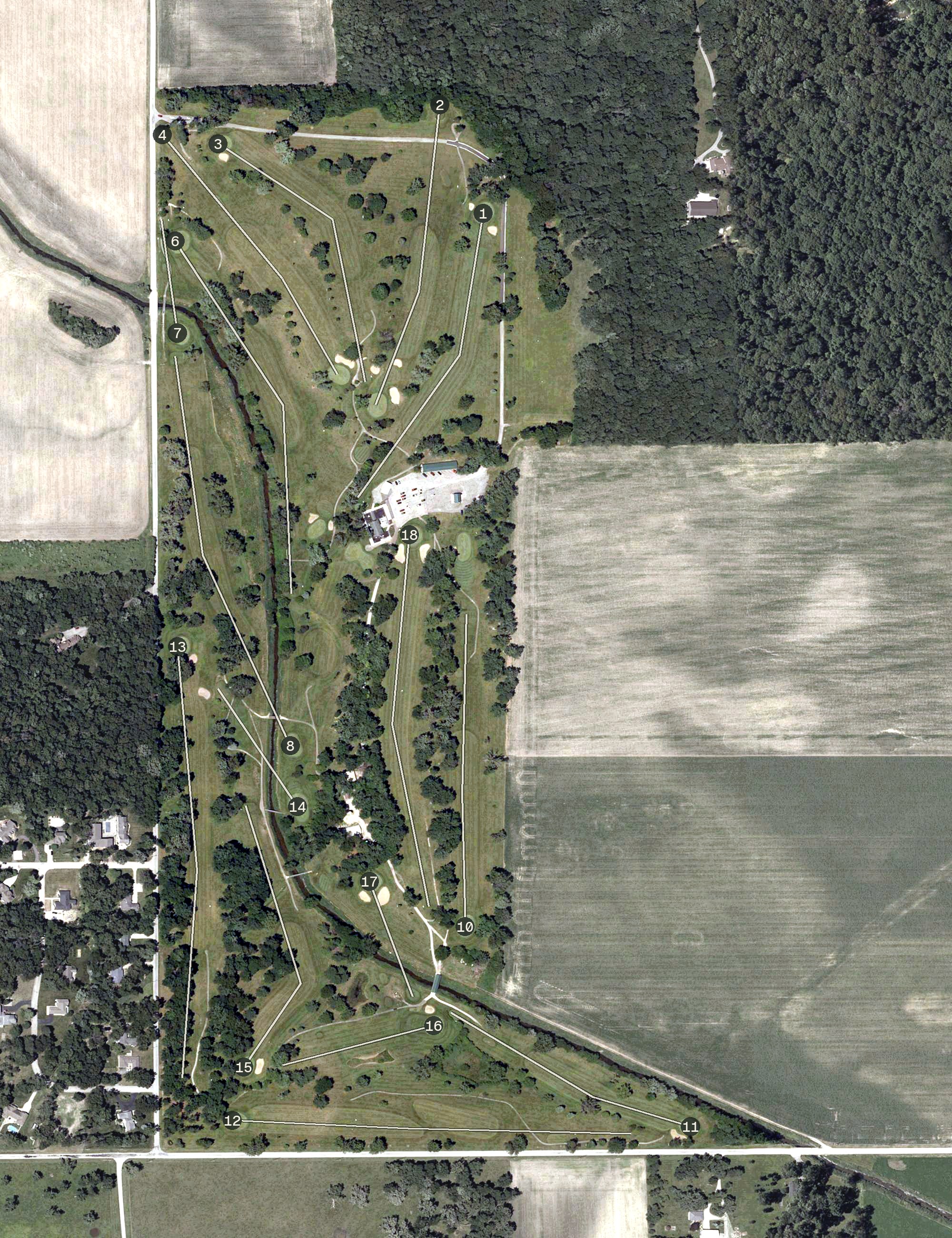 Aerial view of Curtis Creek Golf Course, IN