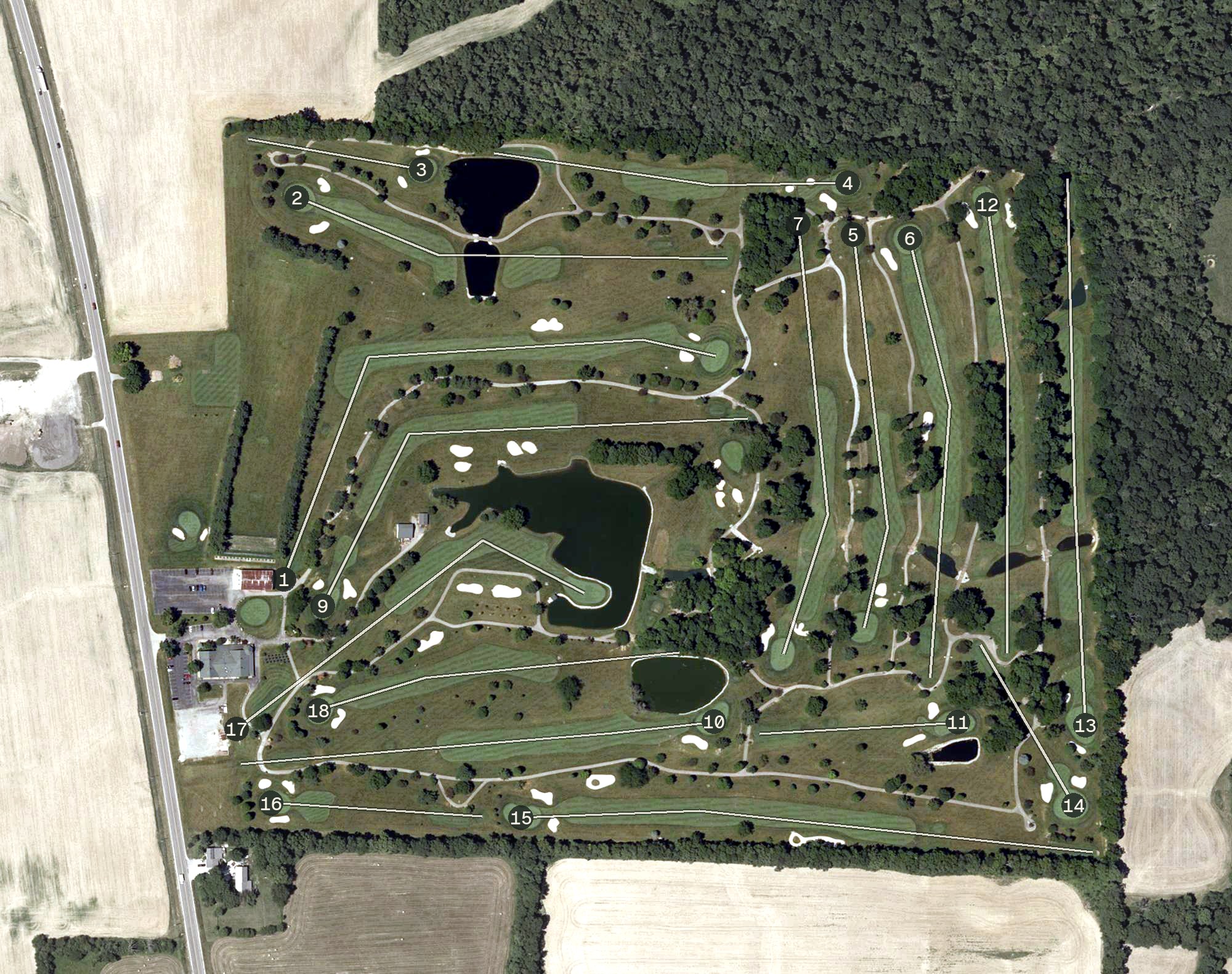 Aerial view of Deer Creek Golf Club, IN