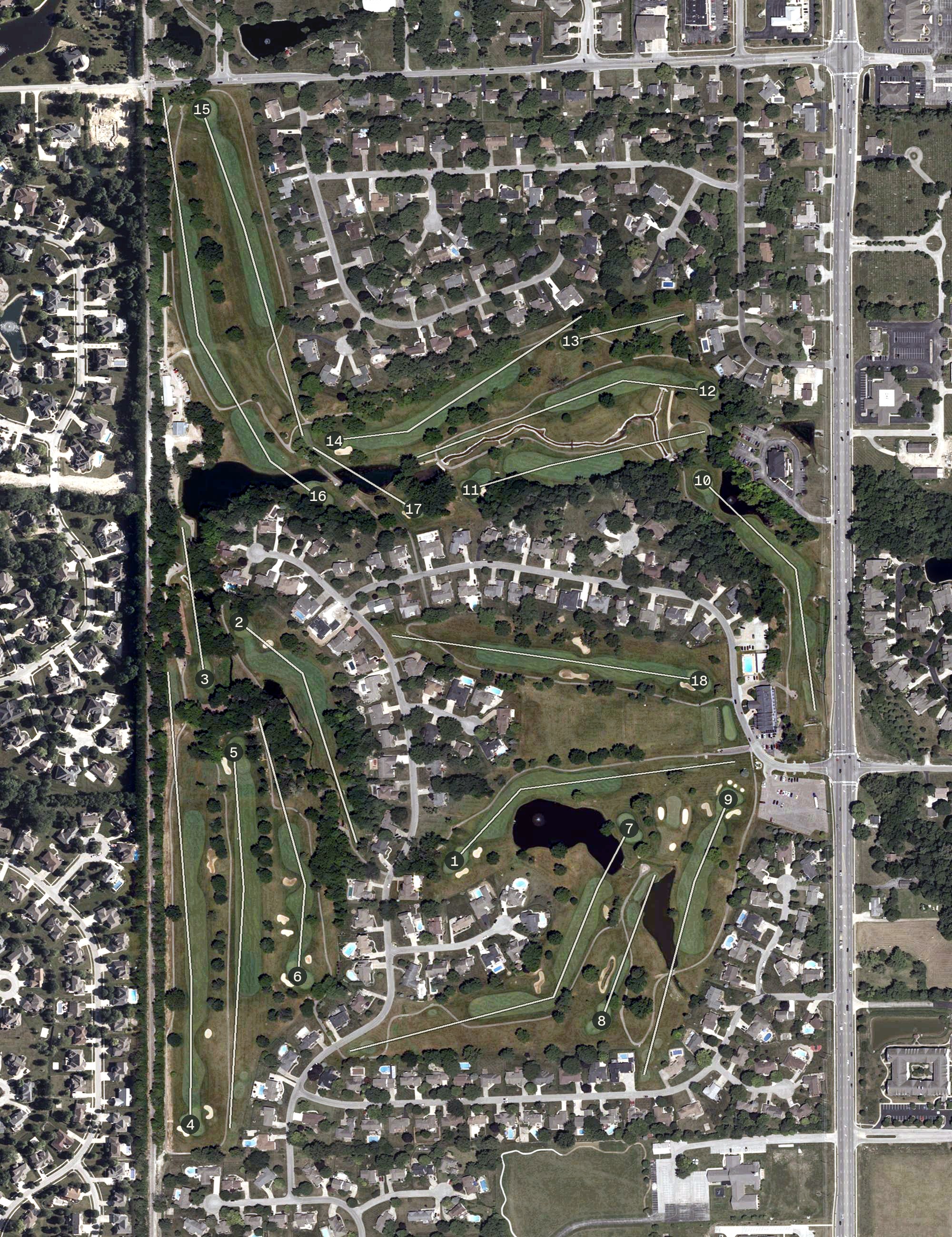 Aerial view of Dye's Walk Country Club, IN