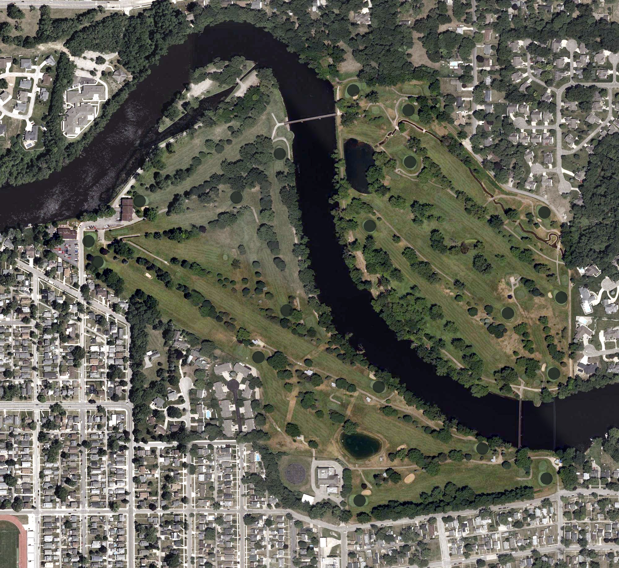 Aerial view of Eberhart Petro Golf Course, IN