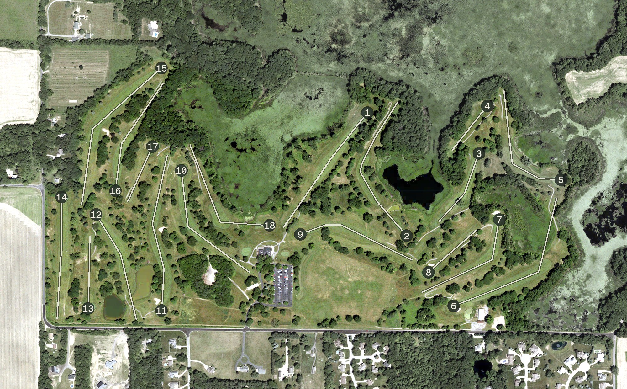 Aerial view of Elbel Golf Course, IN