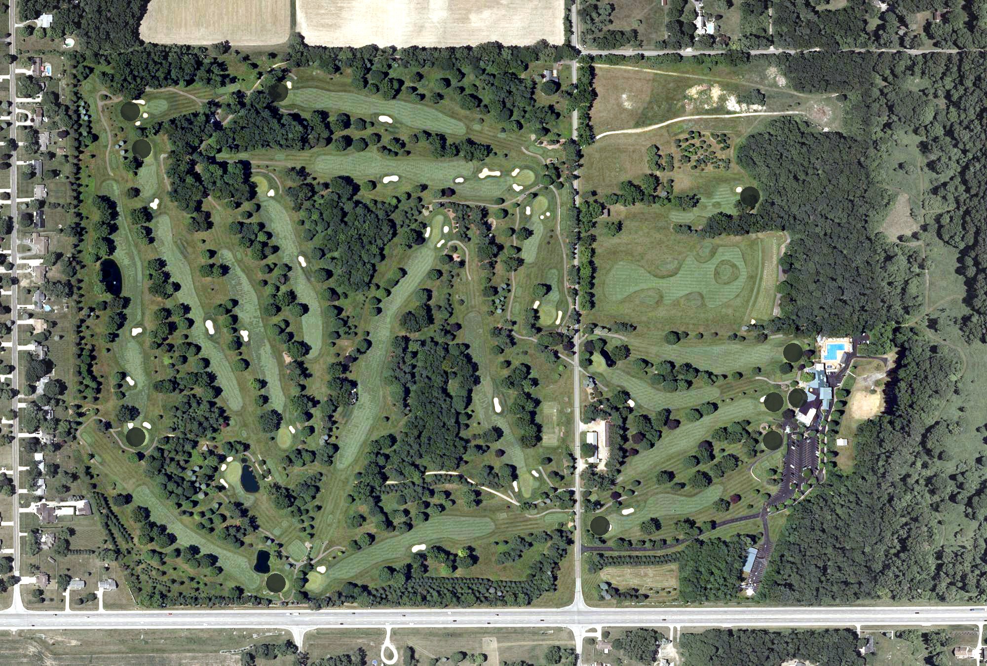 Aerial view of Elcona Country Club, IN