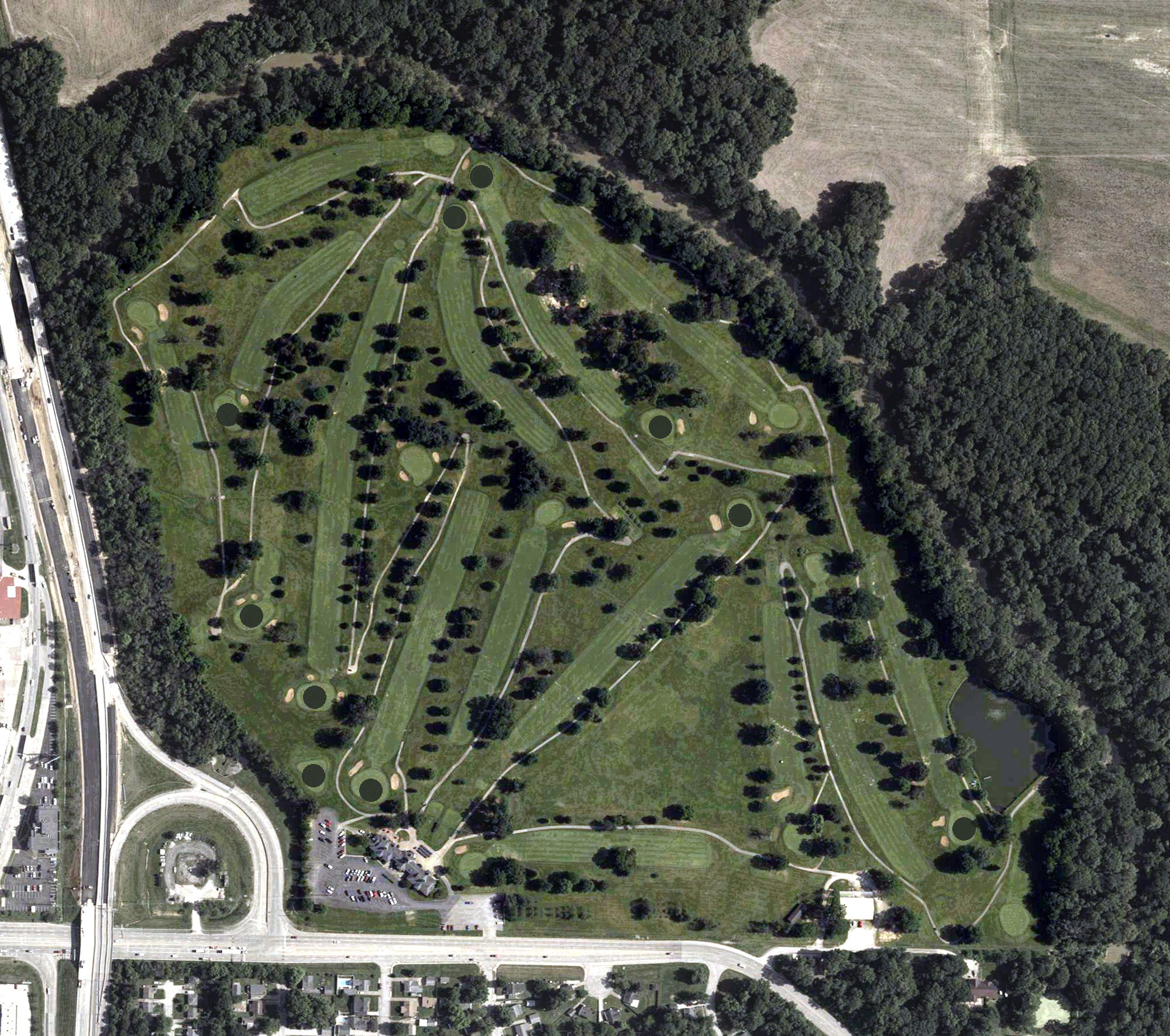 Aerial view of Fendrich Golf Course, IN