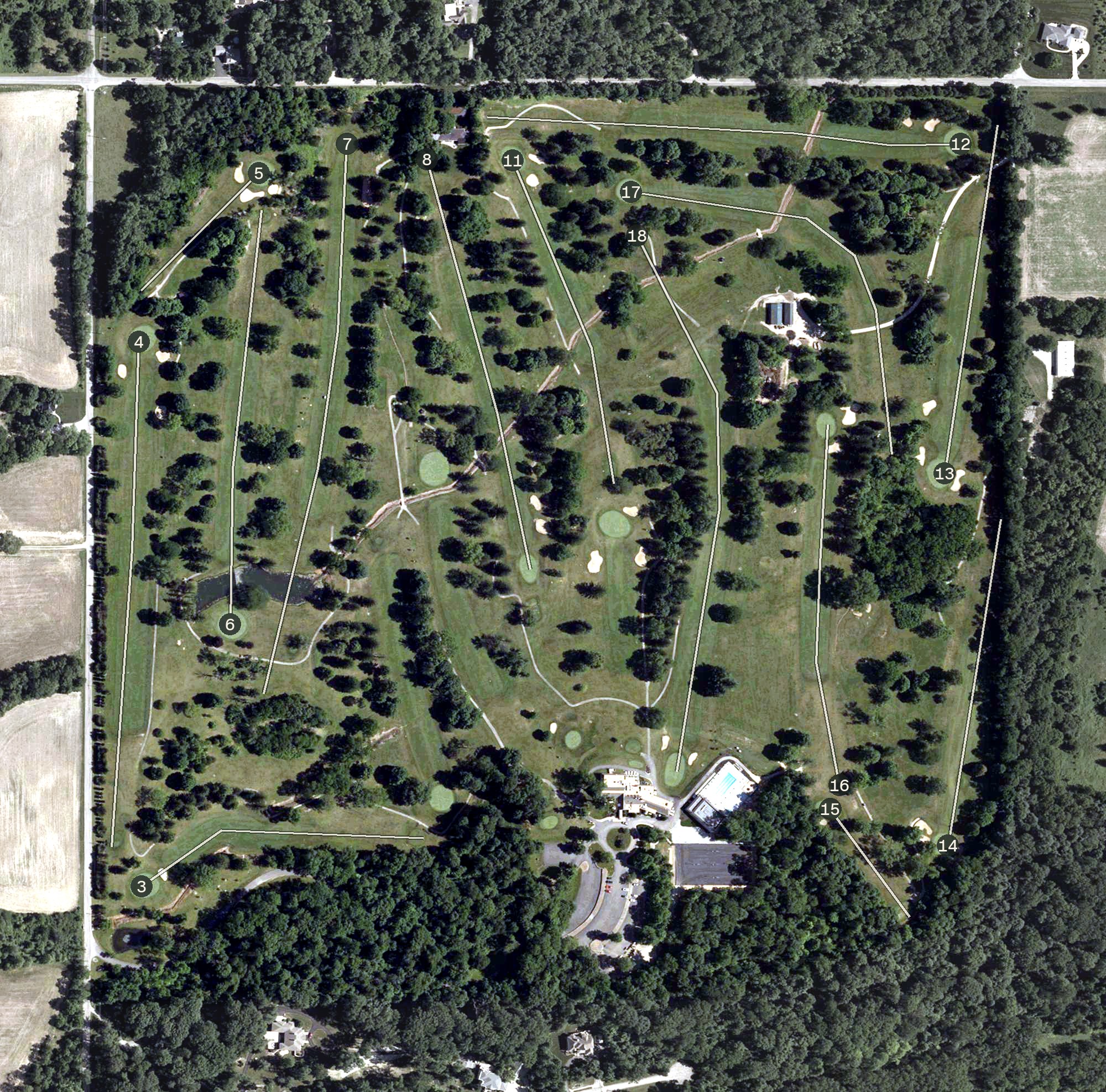 Aerial view of Forest Hills Country Club, IN
