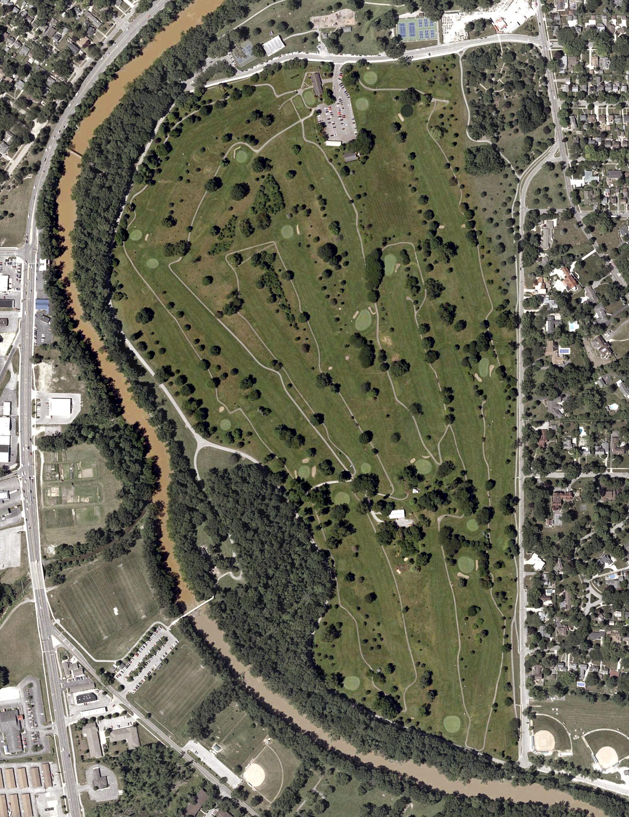 Aerial view of Foster Park Golf Course, IN