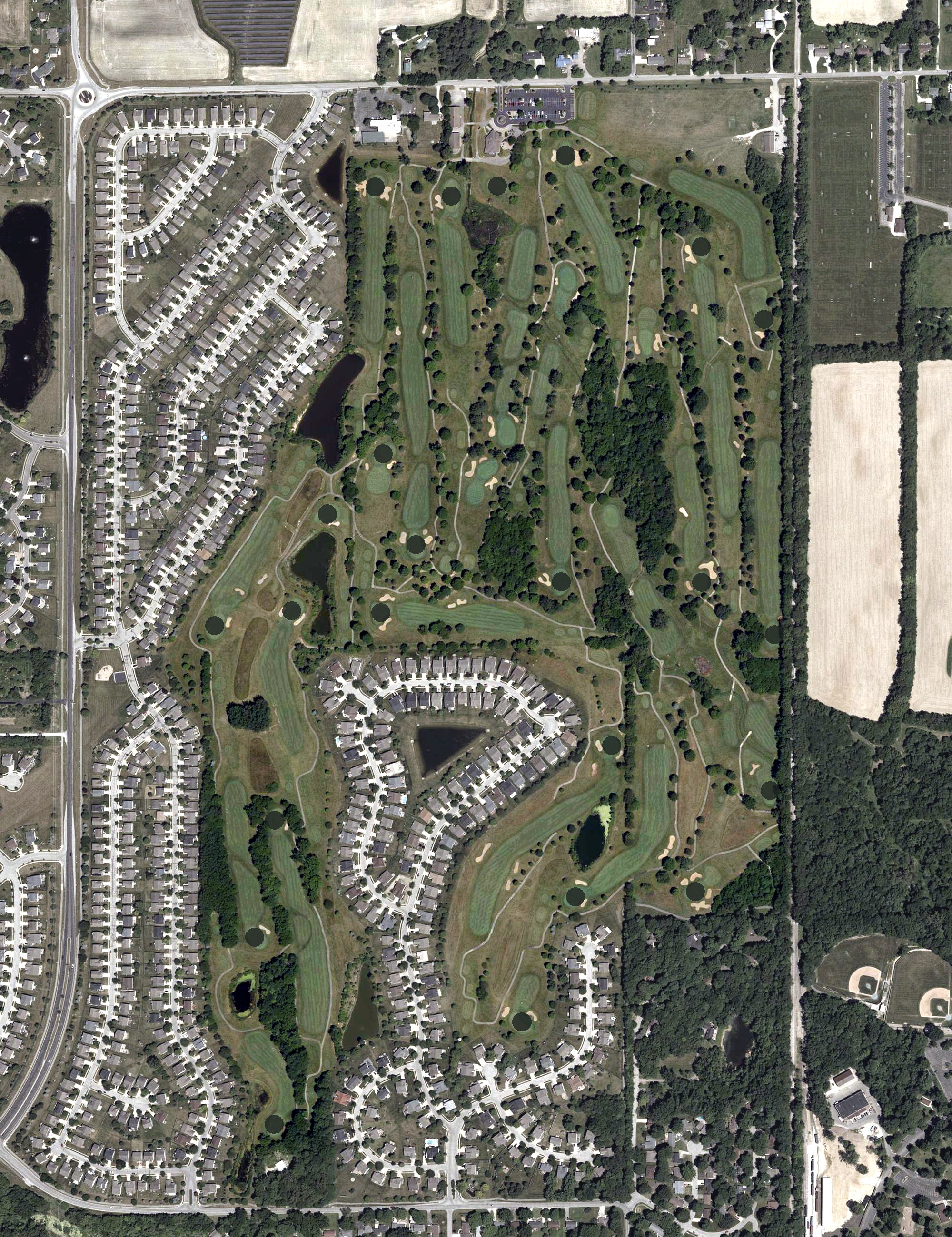 Aerial view of Fox Prairie Golf Course, IN