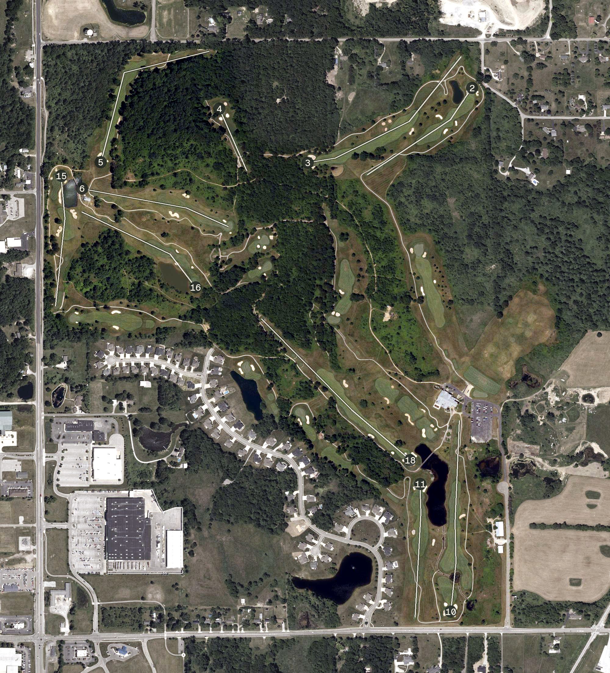 Aerial view of Glendarin Hills Golf Club, IN