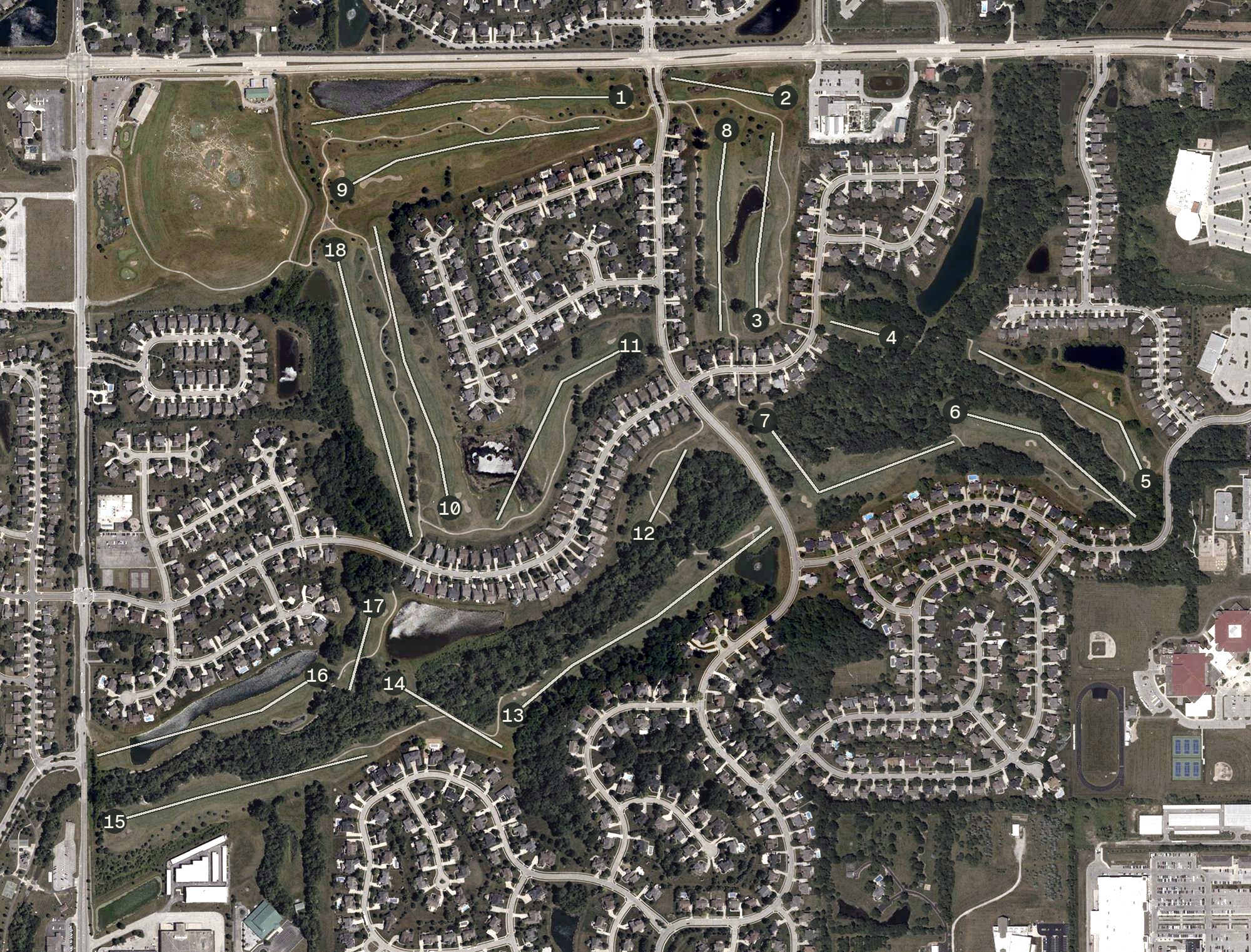 Aerial view of Gray Eagle Golf Club and Academy, IN