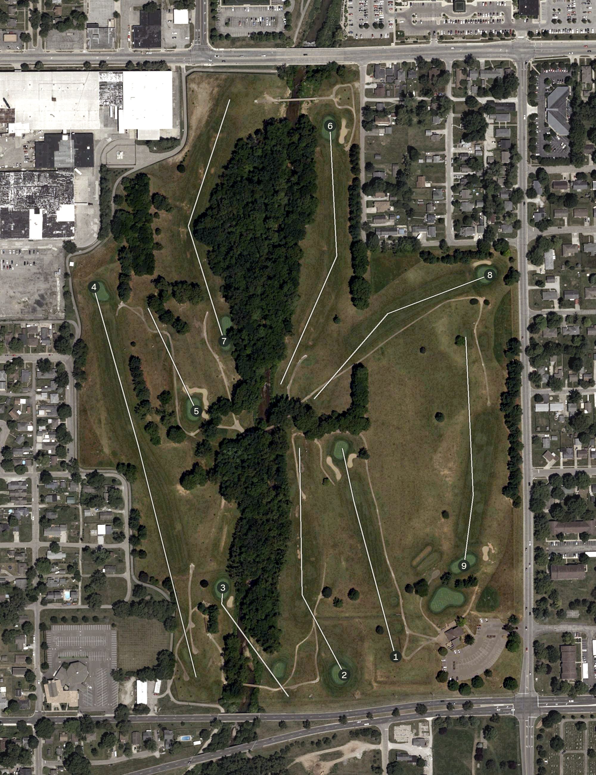 Aerial view of Greenbelt Golf Course, IN