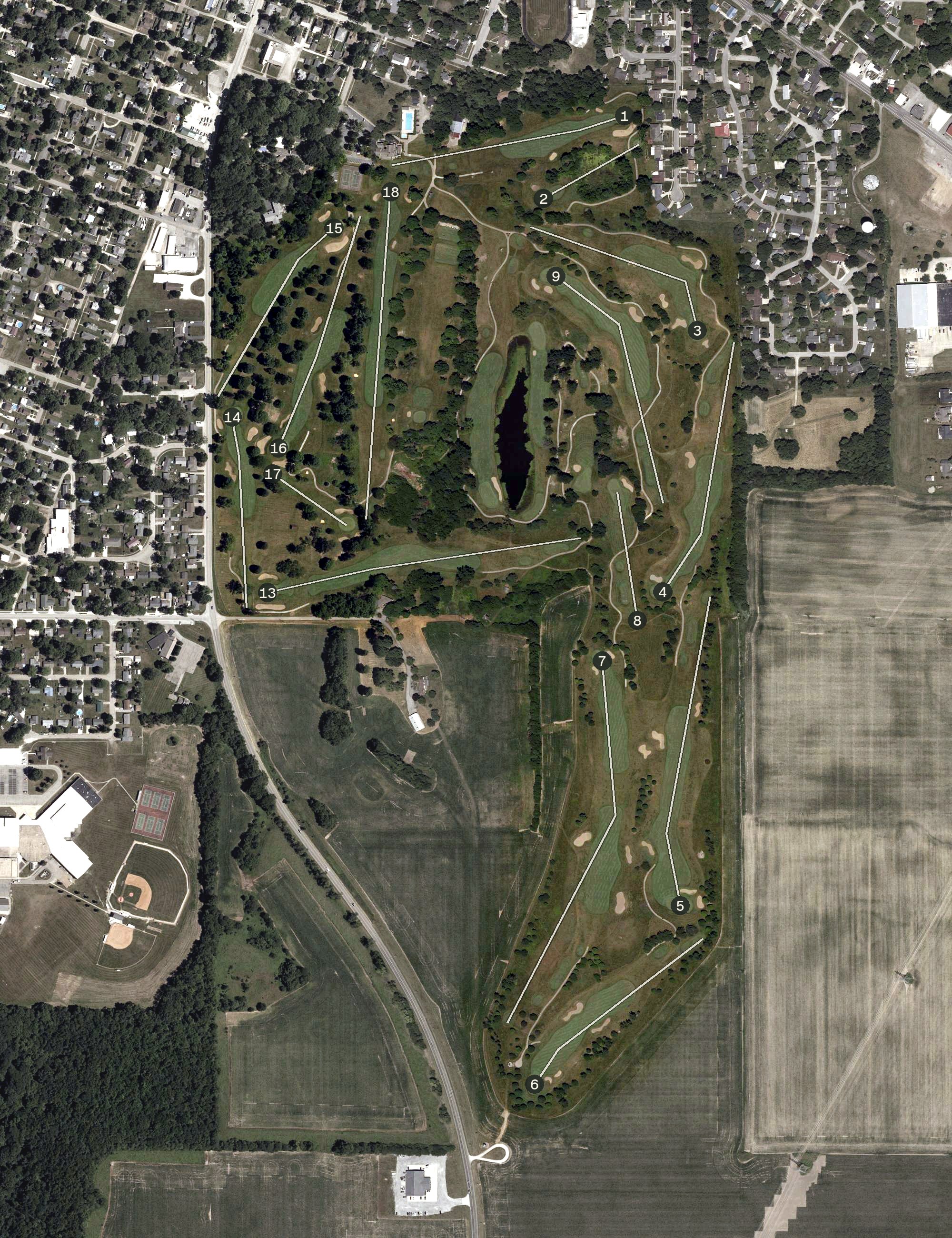 Aerial view of Harrison Hills Golf Course, IN