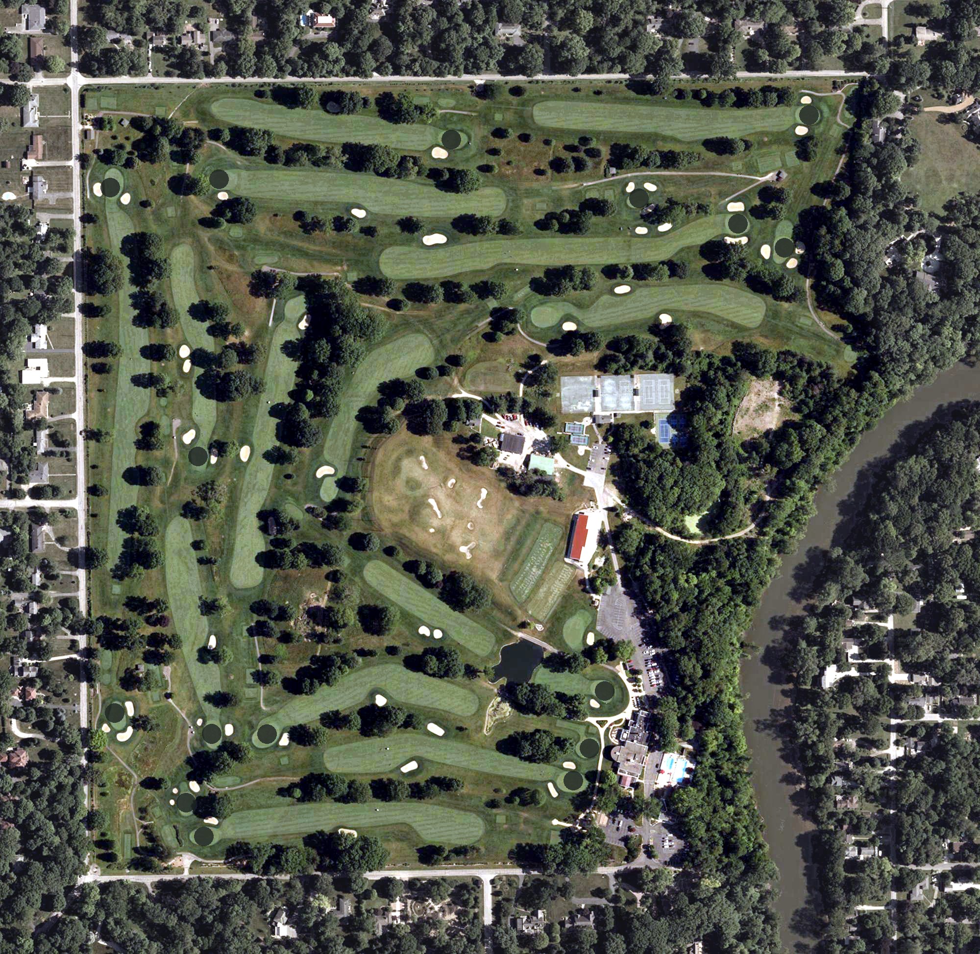 Aerial view of Highland Country Club, IN