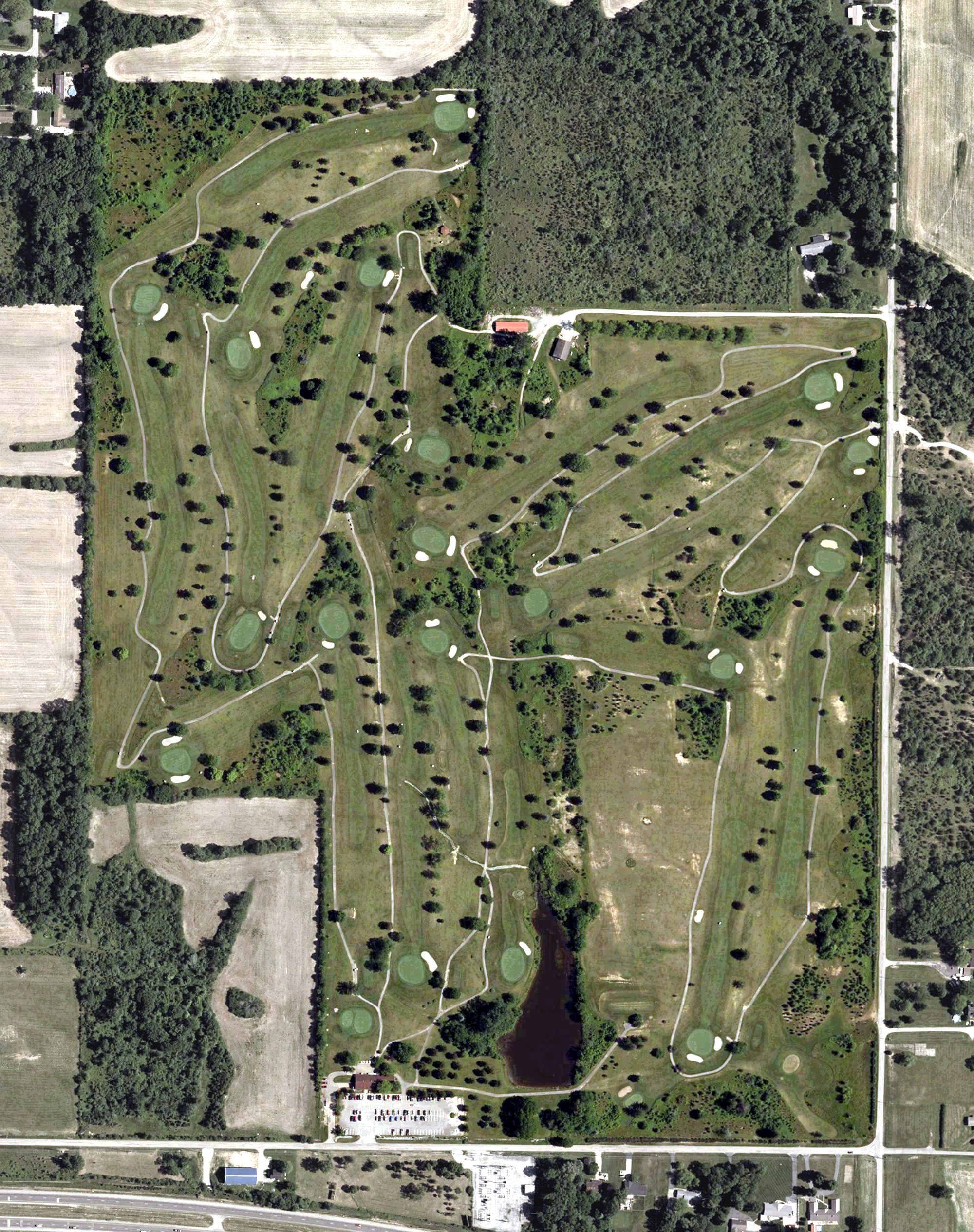 Aerial view of Highland Lake Golf Course, IN