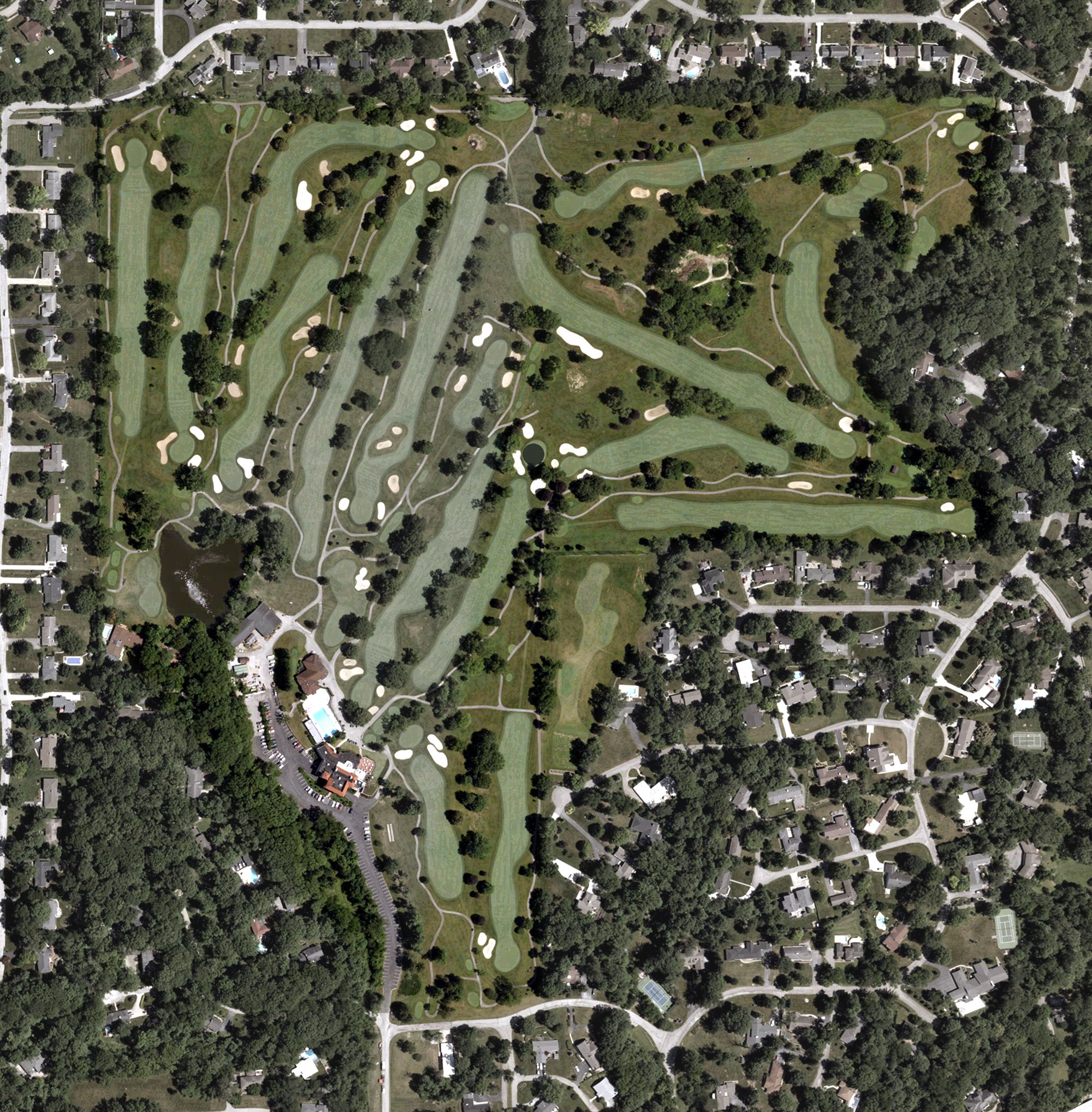 Aerial view of Hillcrest Country Club, IN
