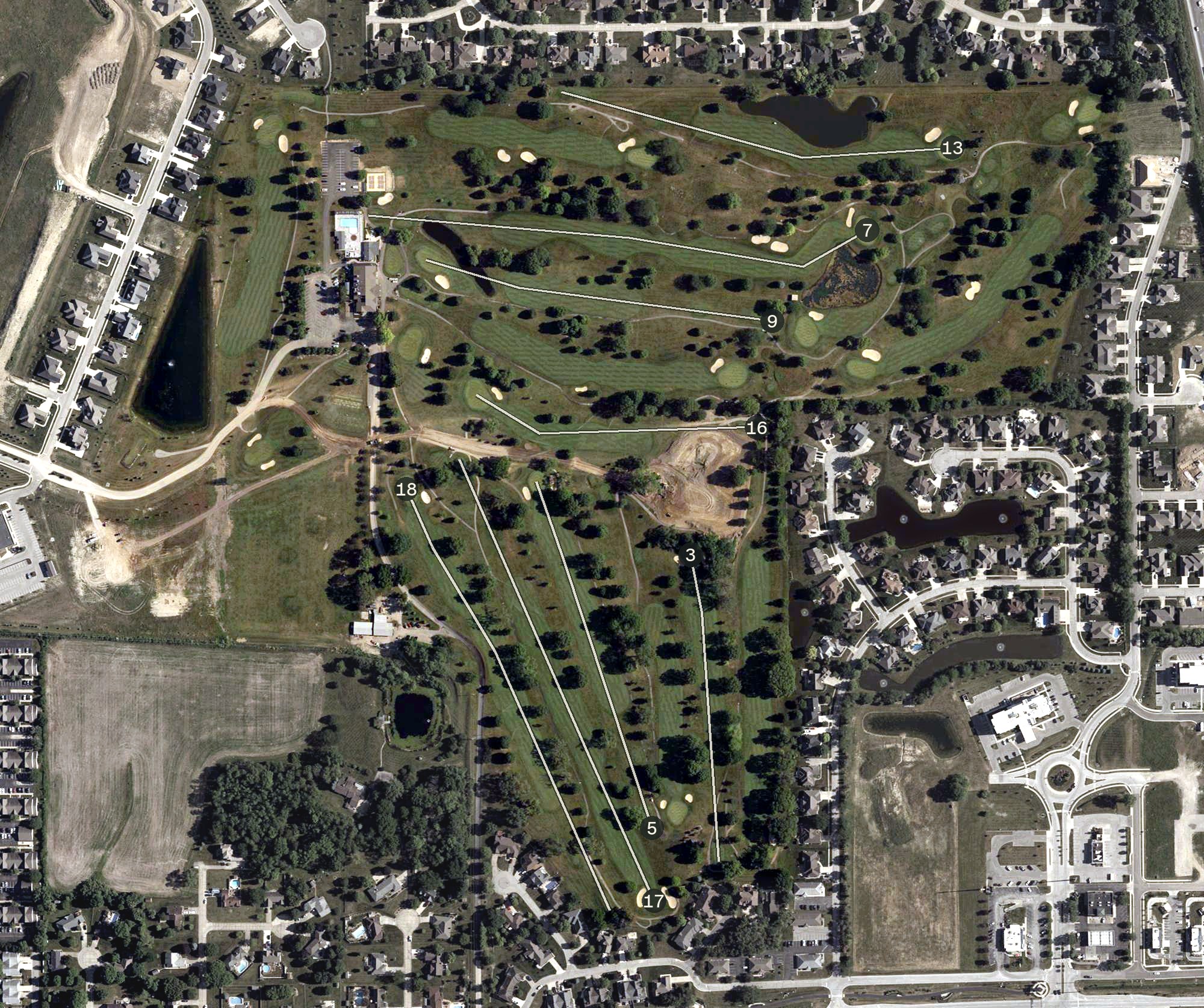 Aerial view of Hillview Country Club, IN